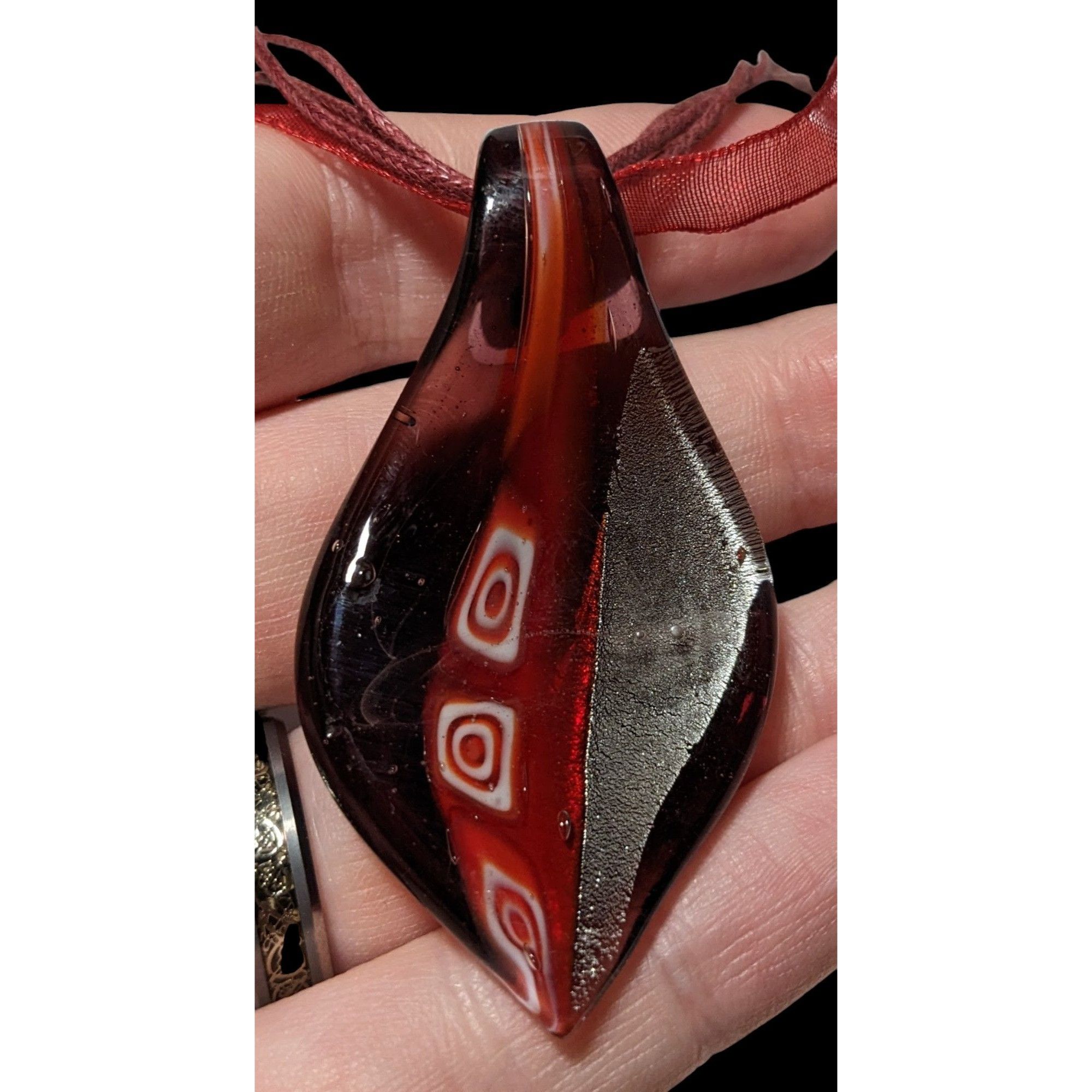 Other Red And Black Glass Leaf Pendant Necklace Size ONE SIZE - 3 Thumbnail