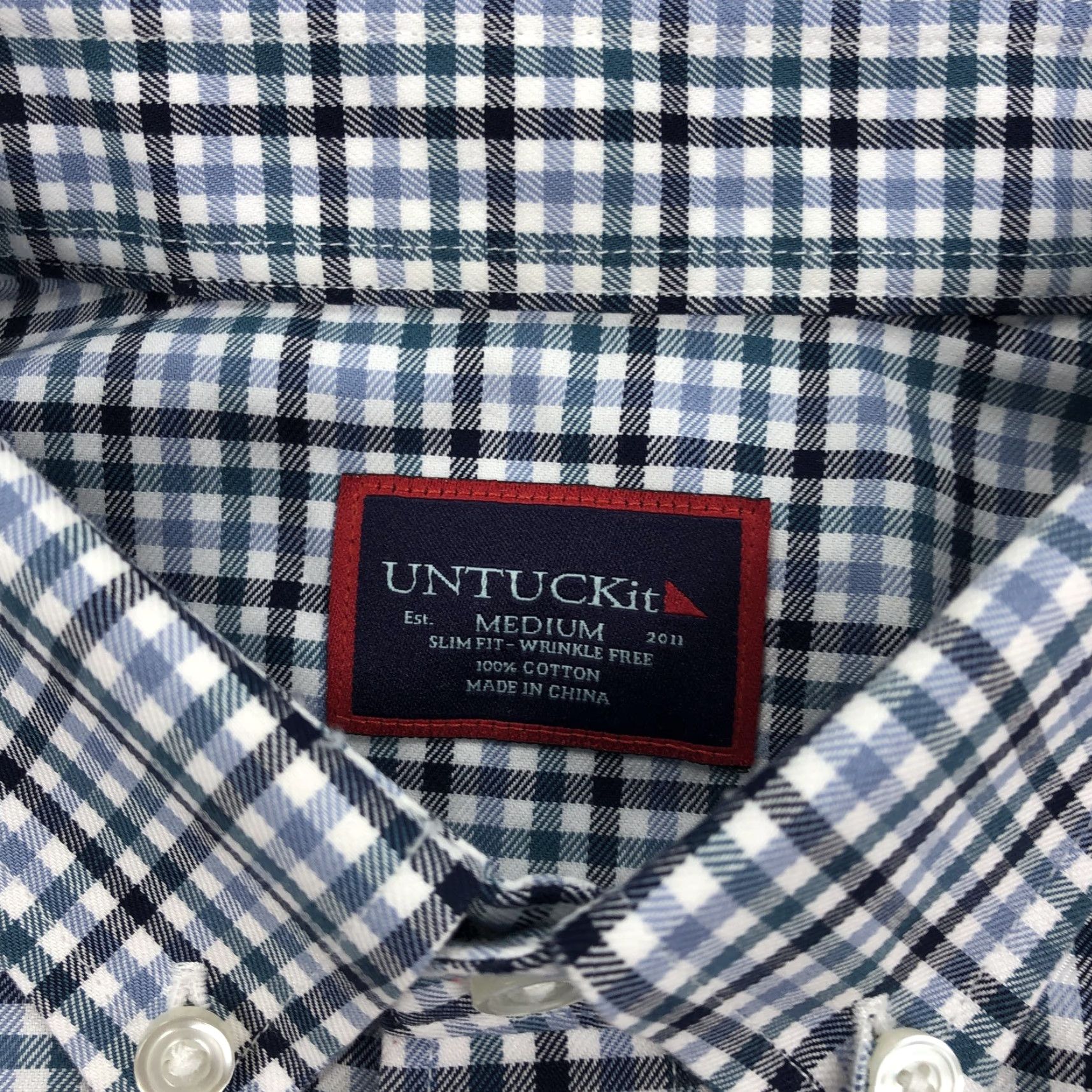 UNTUCKit UNTUCKit Men's M Slim Fit Wrinkle Free Button-Down Shirt Plaid Check Blue Green Black White Casual Business Casual Size US M / EU 48-50 / 2 - 4 Thumbnail