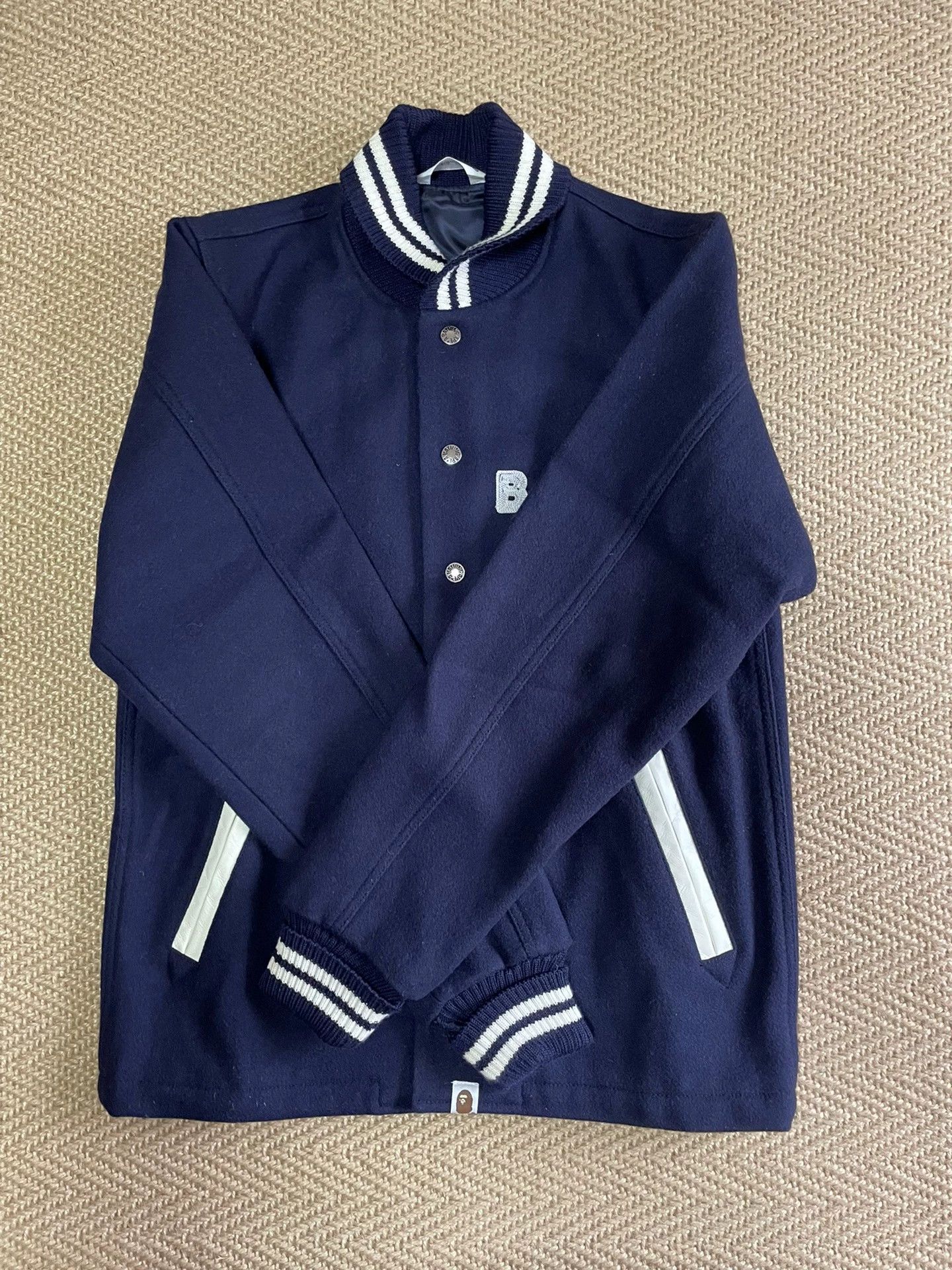 Bape BAPE Ape Head Embr Wool Baseball Jkt Navy S NIGO Size US S / EU 44-46 / 1 - 2 Thumbnail