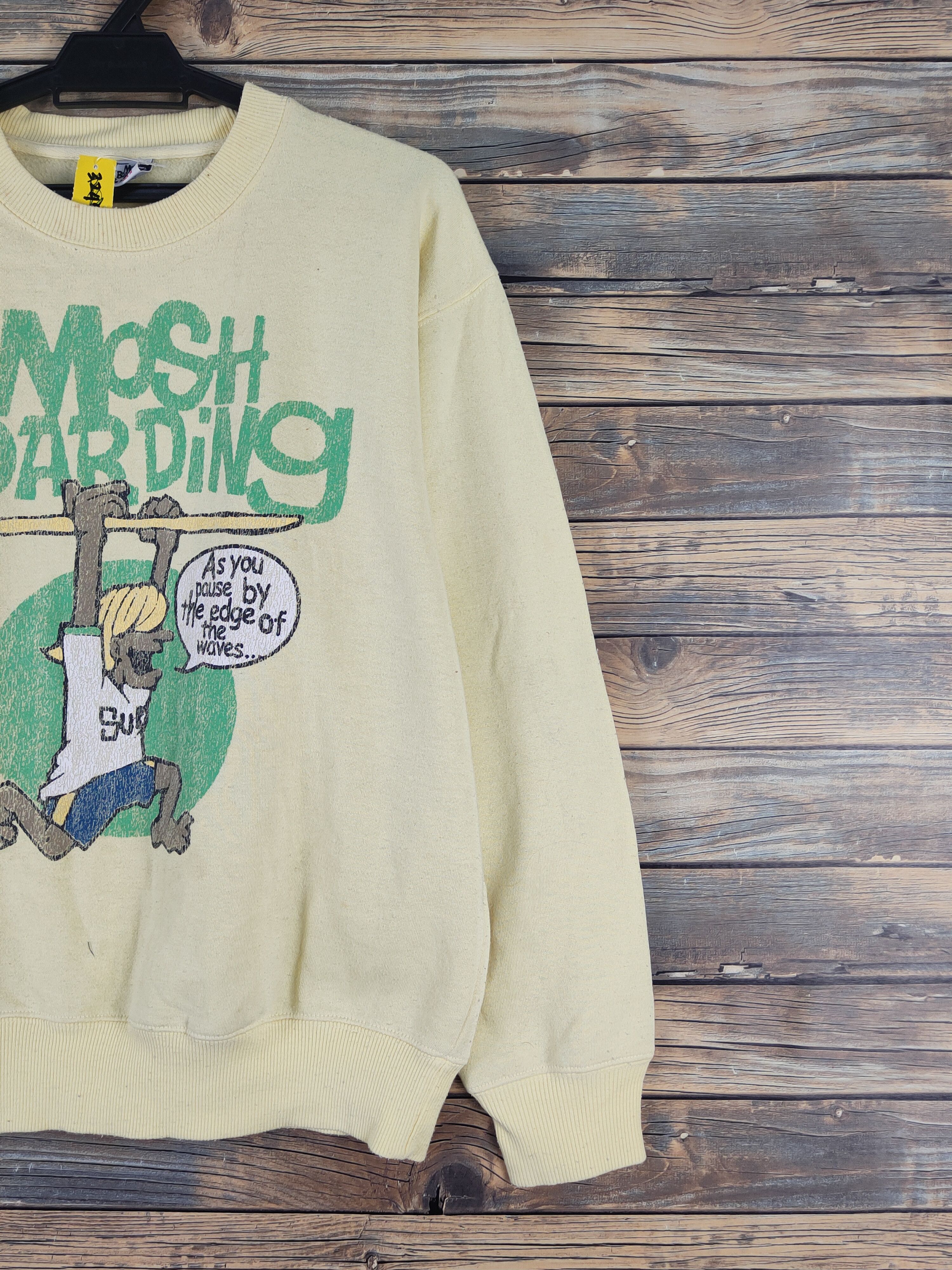 Japanese Brand Mosh Boarding Yellow vintage Sweatshirts #W1666 Size US M / EU 48-50 / 2 - 6 Thumbnail