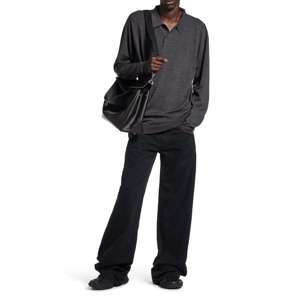 Balenciaga o1srvl11e0426 Polo Knit Shirt in Black Size US XL / EU 56 / 4 - 2 Thumbnail