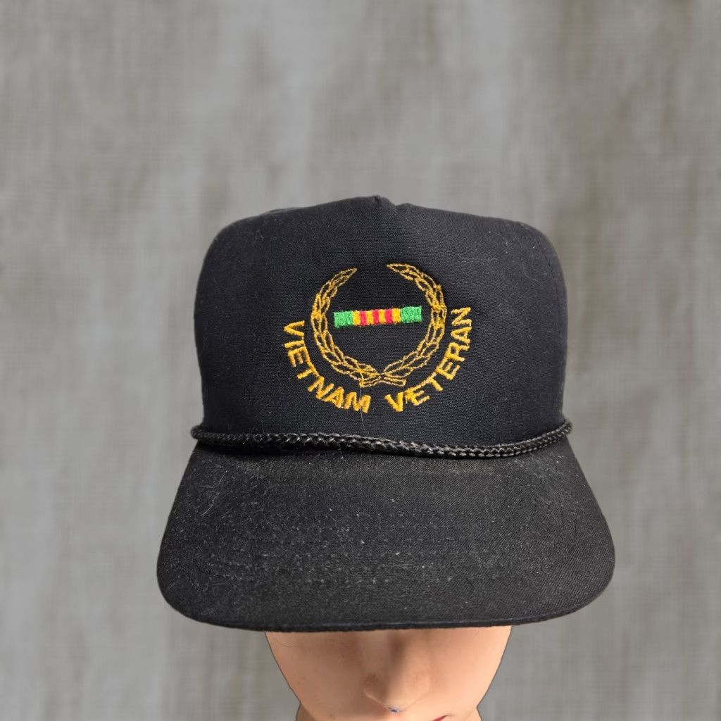 Vintage Vietnam Veteran Embroidered Snapback Hat Black Cap Made in USA Size ONE SIZE - 1 Thumbnail