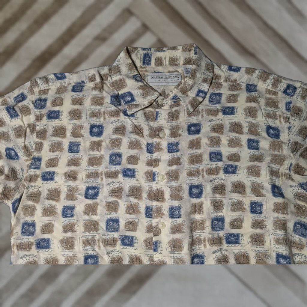LLOYD VTG NATURAL EXCHANGE BY ALEXANDER LLOYD Men XLT Floral ICON GEO Rayon Shirt Size US XL / EU 56 / 4 - 1 Thumbnail