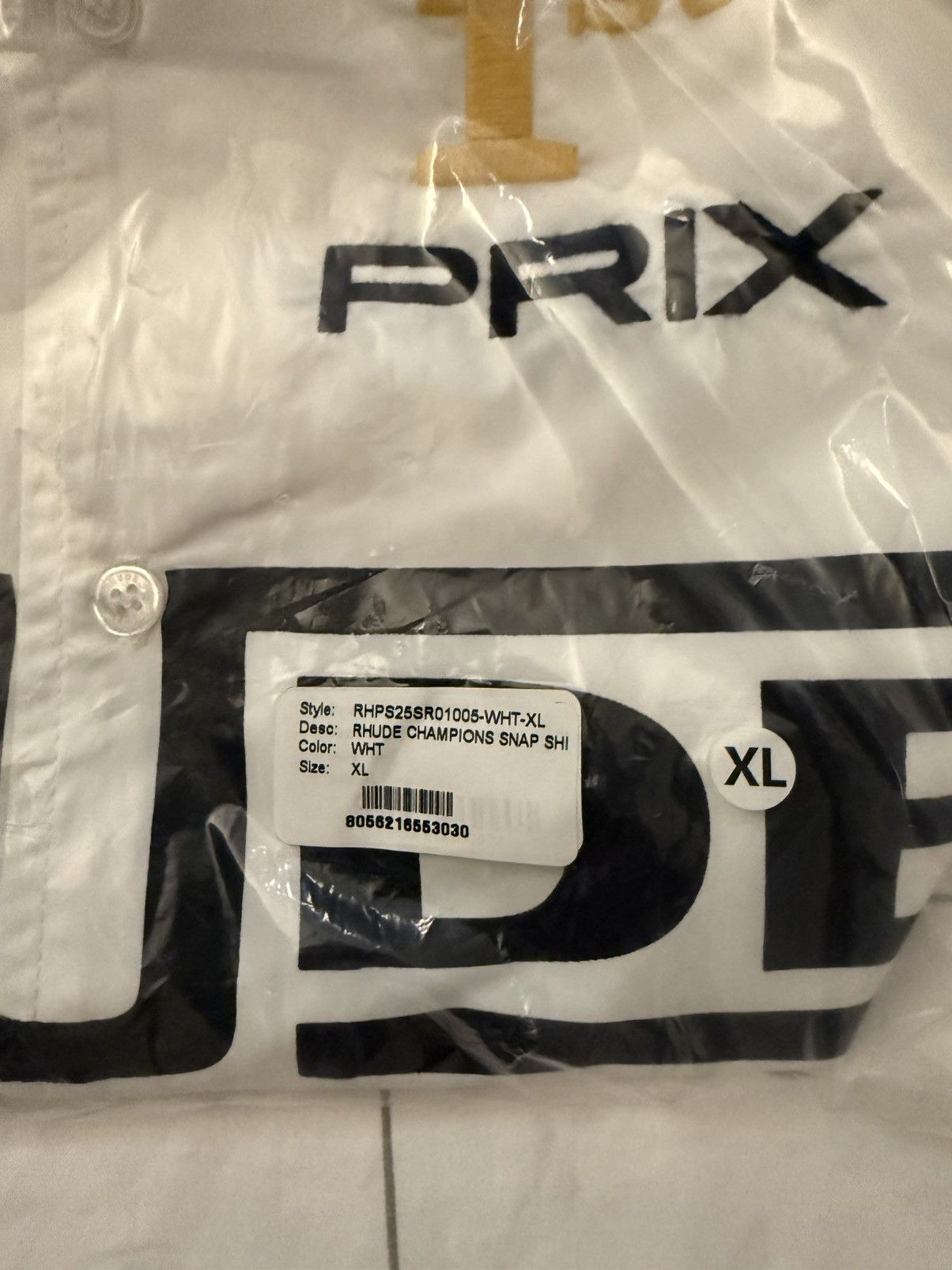 Rhude Rhude Champions Snap Shirt 'White' Relaxed Fit Embroidered Size US XL / EU 56 / 4 - 7 Thumbnail