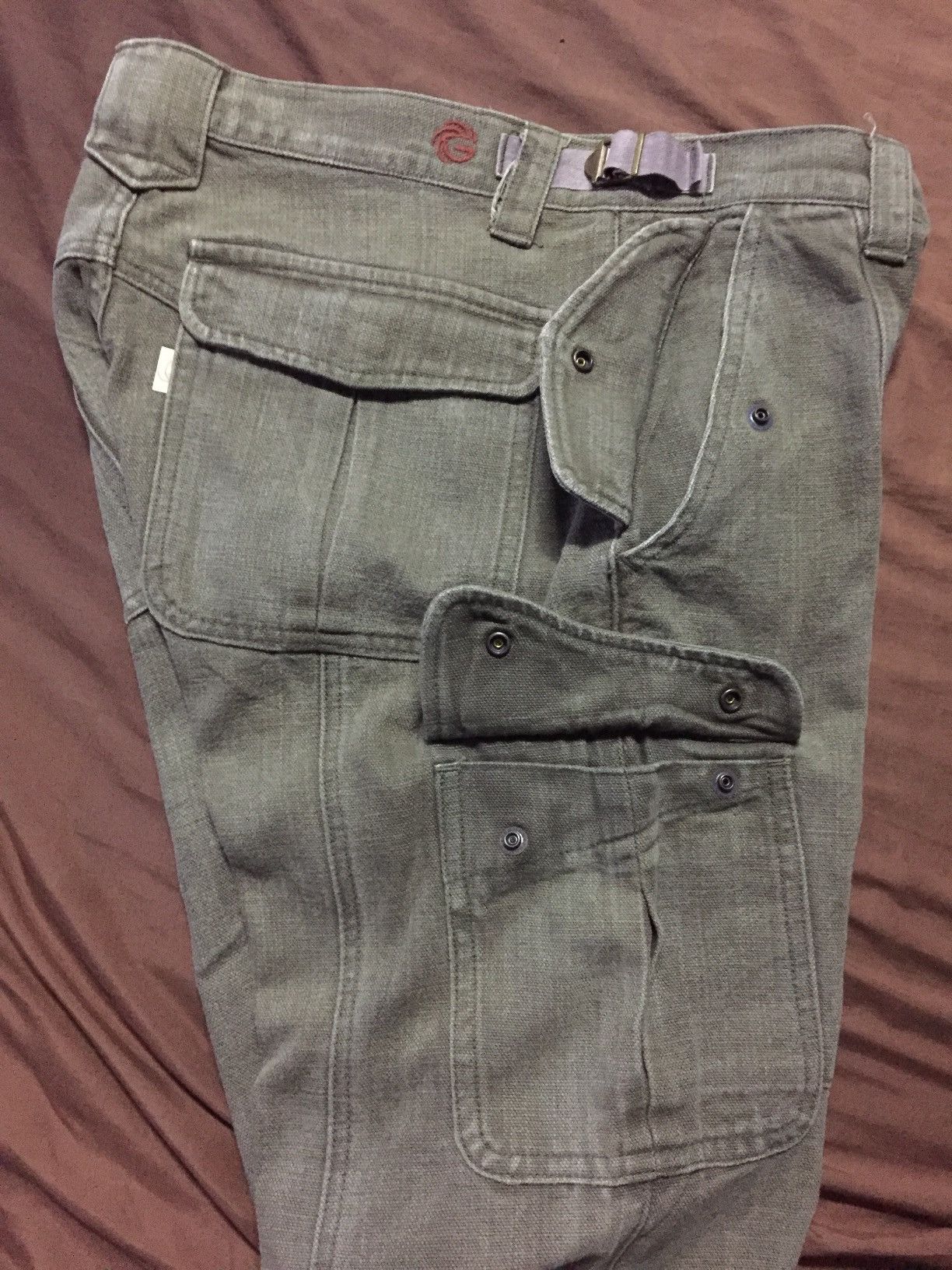 Japanese Brand × Le Grande Bleu (L.G.B.) Japanese Brand Dusty Olive Snap Button Cargo Pants Size US 34 / EU 50 - 5 Thumbnail