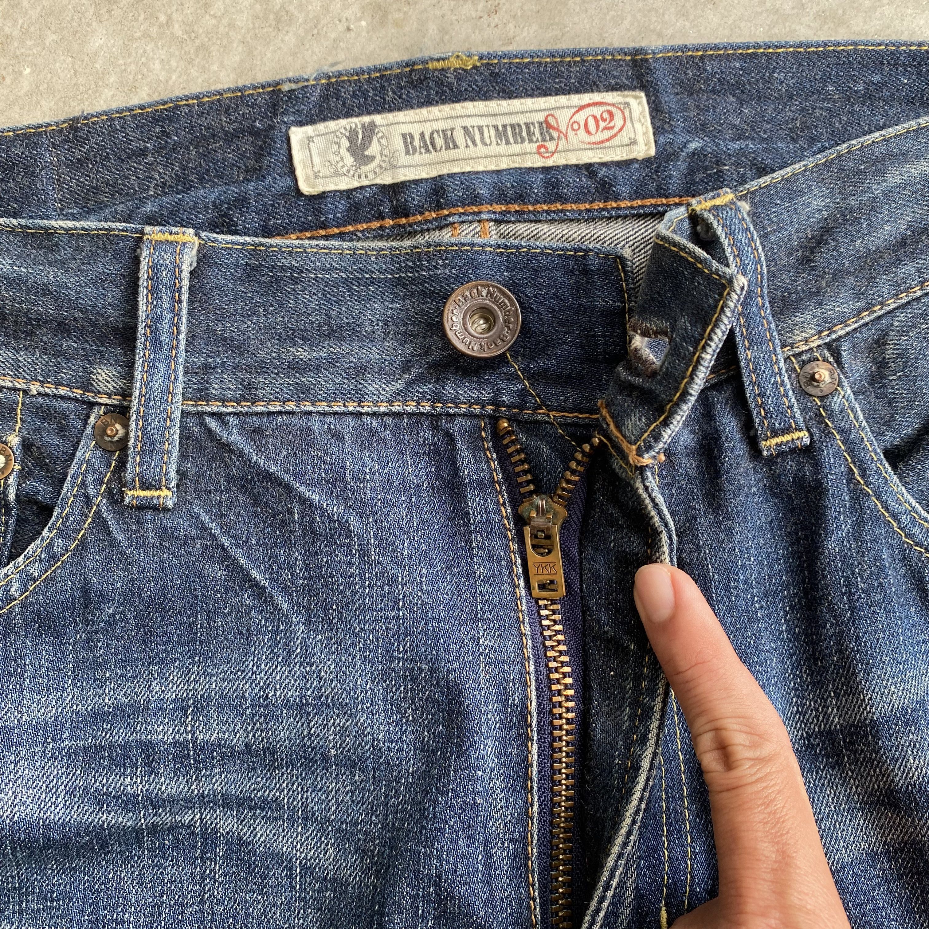 Tornado Mart Japanese Brand Back Number Whisker Jeans Size US 33 - 6 Thumbnail