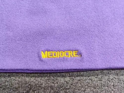 Japanese Brand Mediocre Hand Palm Heatmap Graphic No Cuff Beanie Hat Purple Size ONE SIZE - 2 Thumbnail