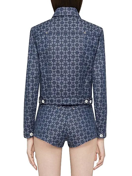 Givenchy o1w1db10326 Monogram Denim Jacket in Blue Size M / US 6-8 / IT 42-44 - 4 Thumbnail