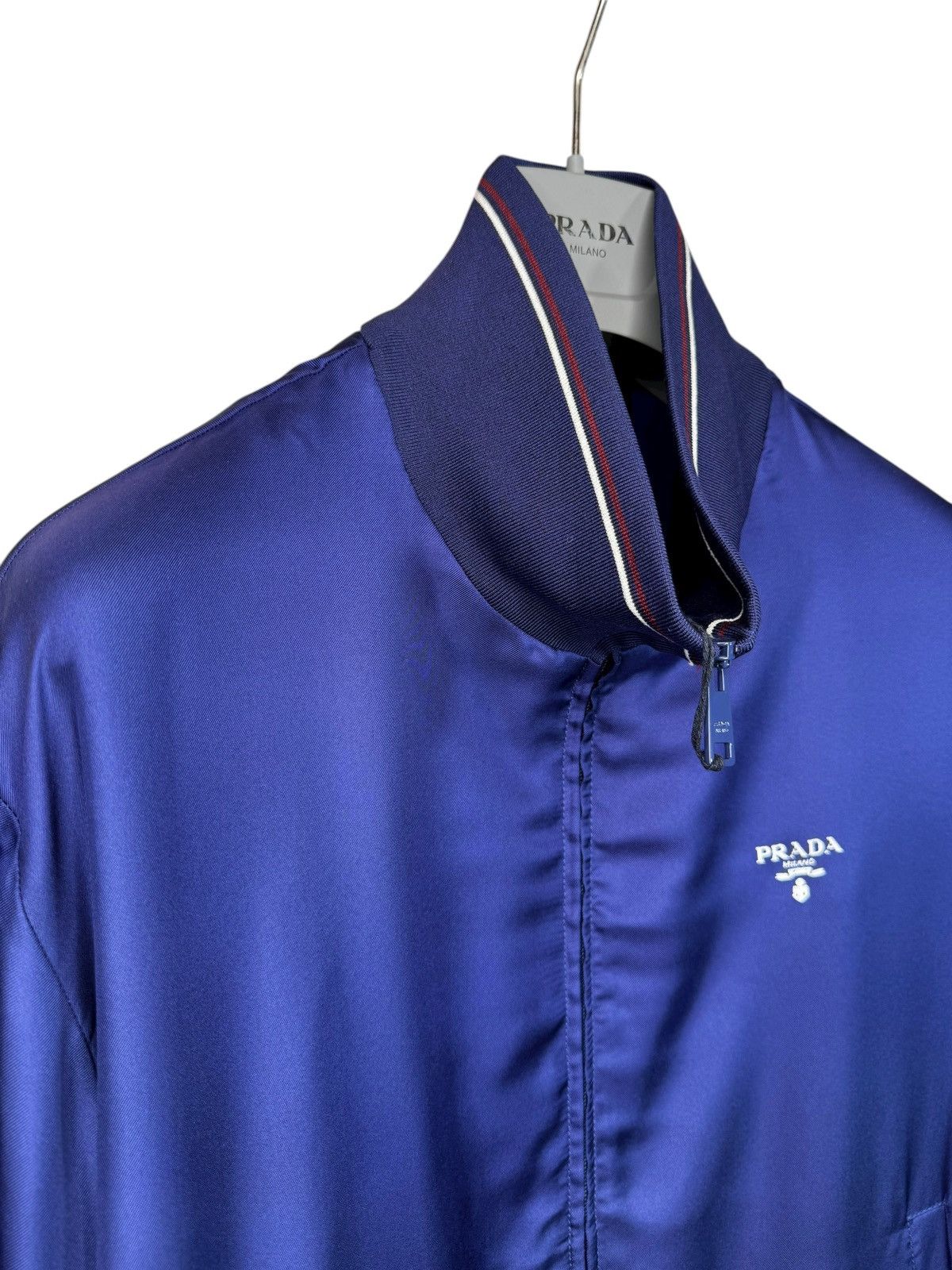 Prada Prada blue silk jacket with tricolor trim – Size L Size US L / EU 52-54 / 3 - 6 Thumbnail