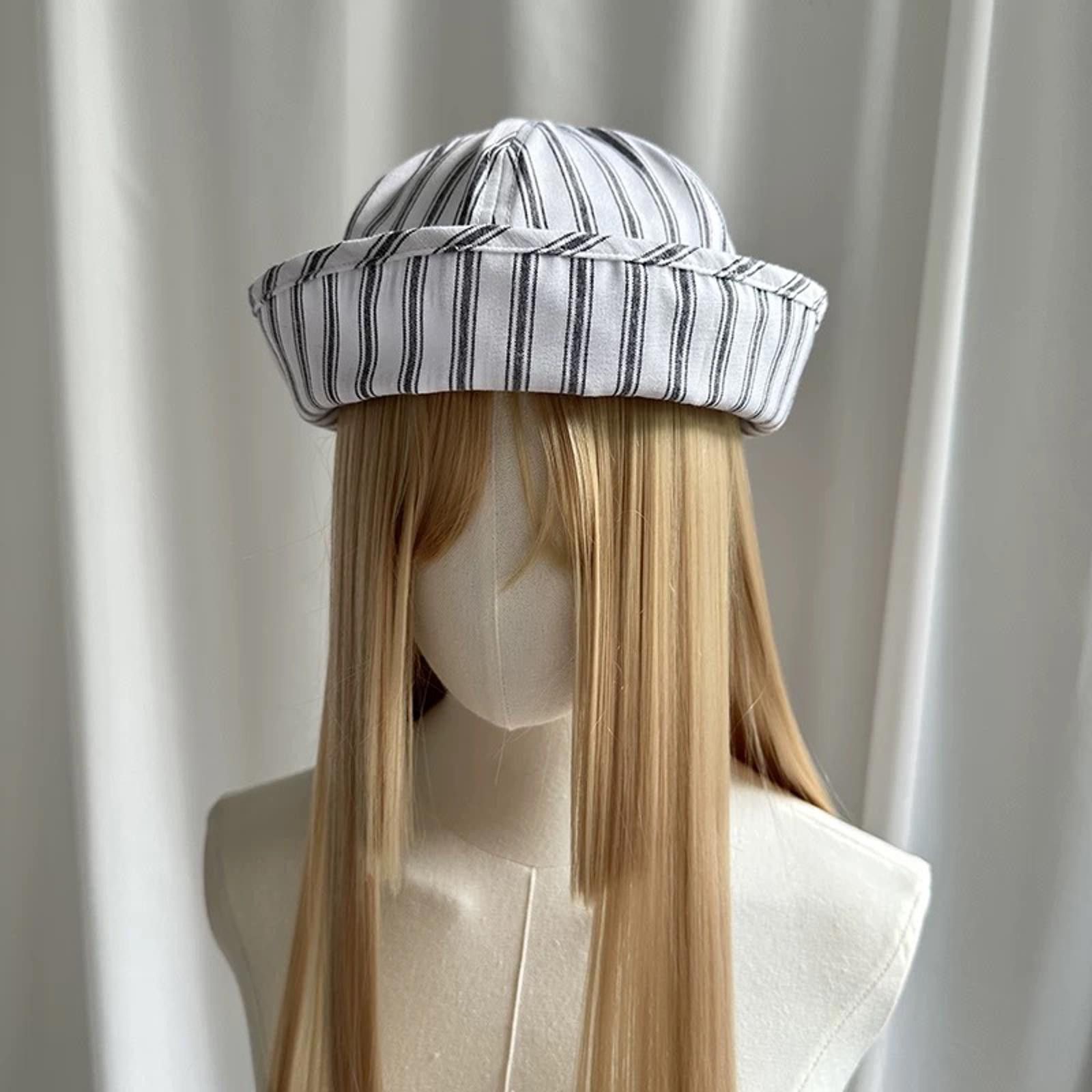 Japanese Brand Retro Grey White Beret Sailor Hat Y2K French Girl Aesthetic Size ONE SIZE - 2 Thumbnail