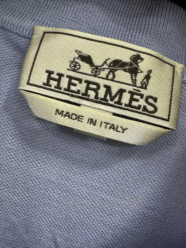 Hermes Hermes Blue Broderie H button-down polo shirt, short-sleev Size US XL / EU 56 / 4 - 3 Thumbnail