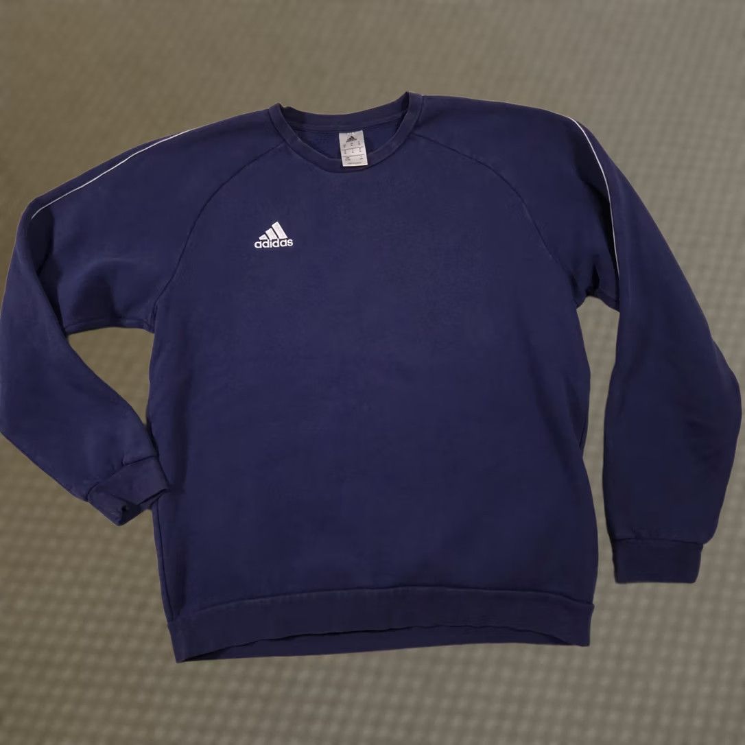 Adidas Vintage Adidas Sweatshirt 90s Size XL Navy Blue Embroidered Logo Sport Crewneck - Sleeve Length: Long Size US XL / EU 56 / 4 - 1 Thumbnail