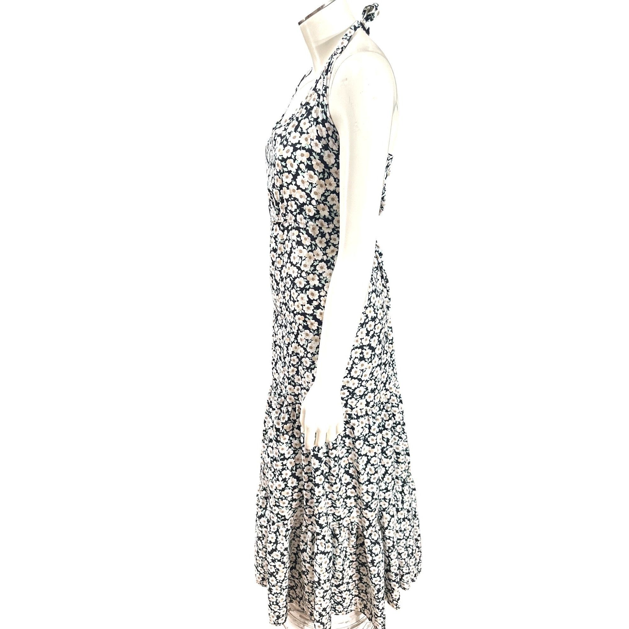 Other Pretty Garden M Navy White Floral Halter Backless Tiered Ruf Size L / US 10 / IT 46 - 6 Thumbnail