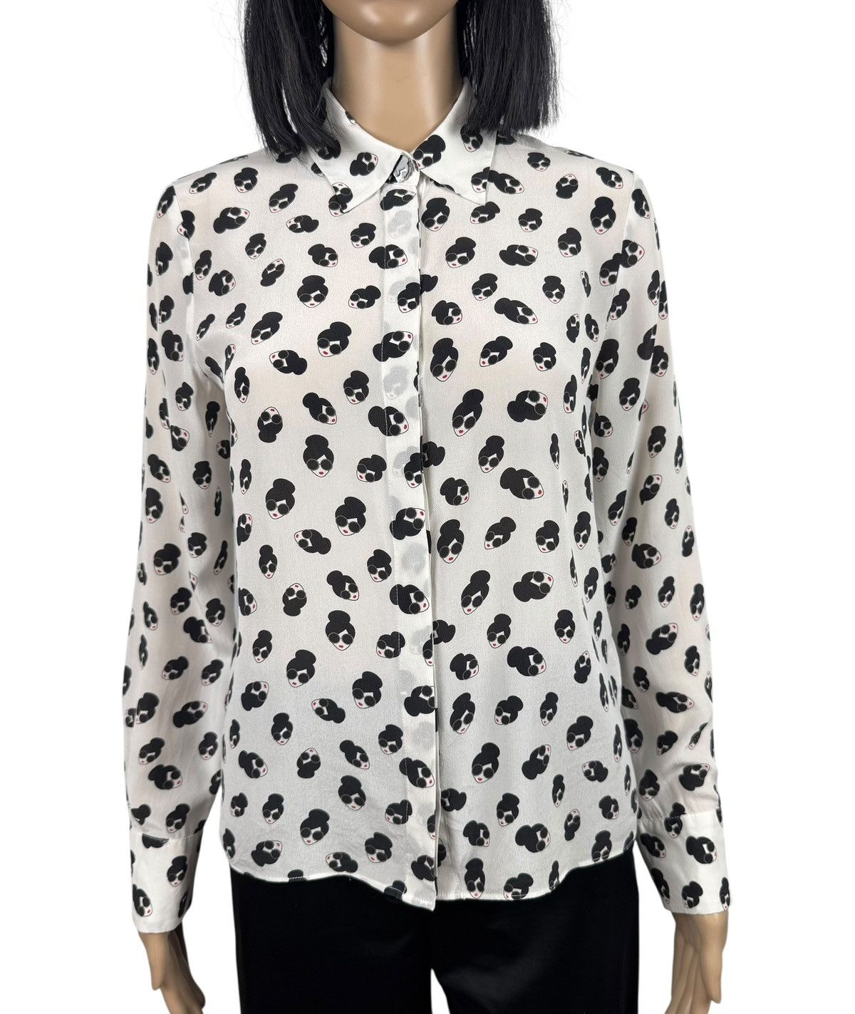 Alice + Olivia Alice + Olivia Stace Face Willa Silk Blouse Button Up Size XS / US 0-2 / IT 36-38 - 2 Thumbnail