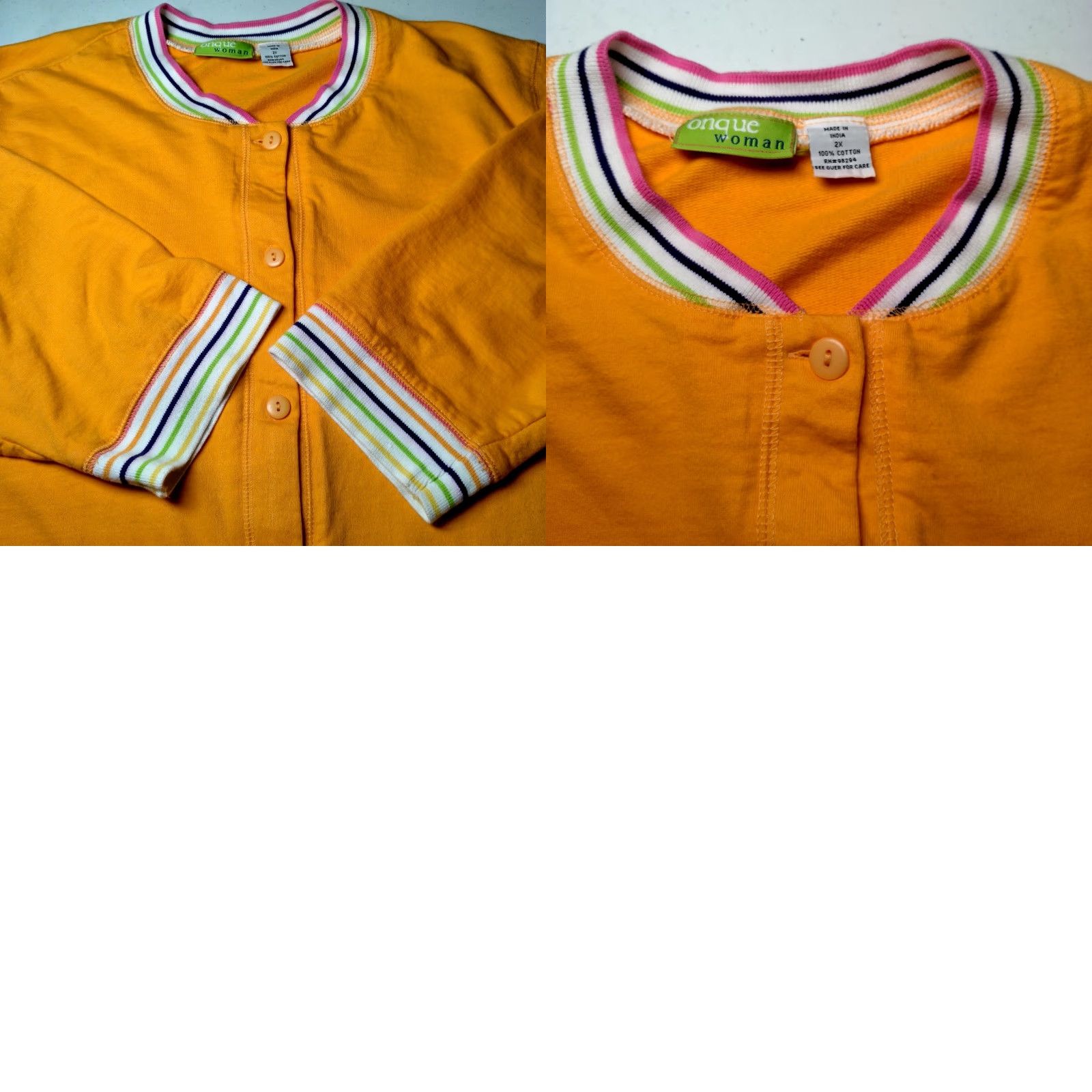 Vintage VINTAGE Onque Woman Button-Up Shirt Knit 2X Plus Size Yellow 3/4 Sleeve Pocket Retro Casual Womens Size XXL / US 16-18 / IT 52-54 - 8 Thumbnail