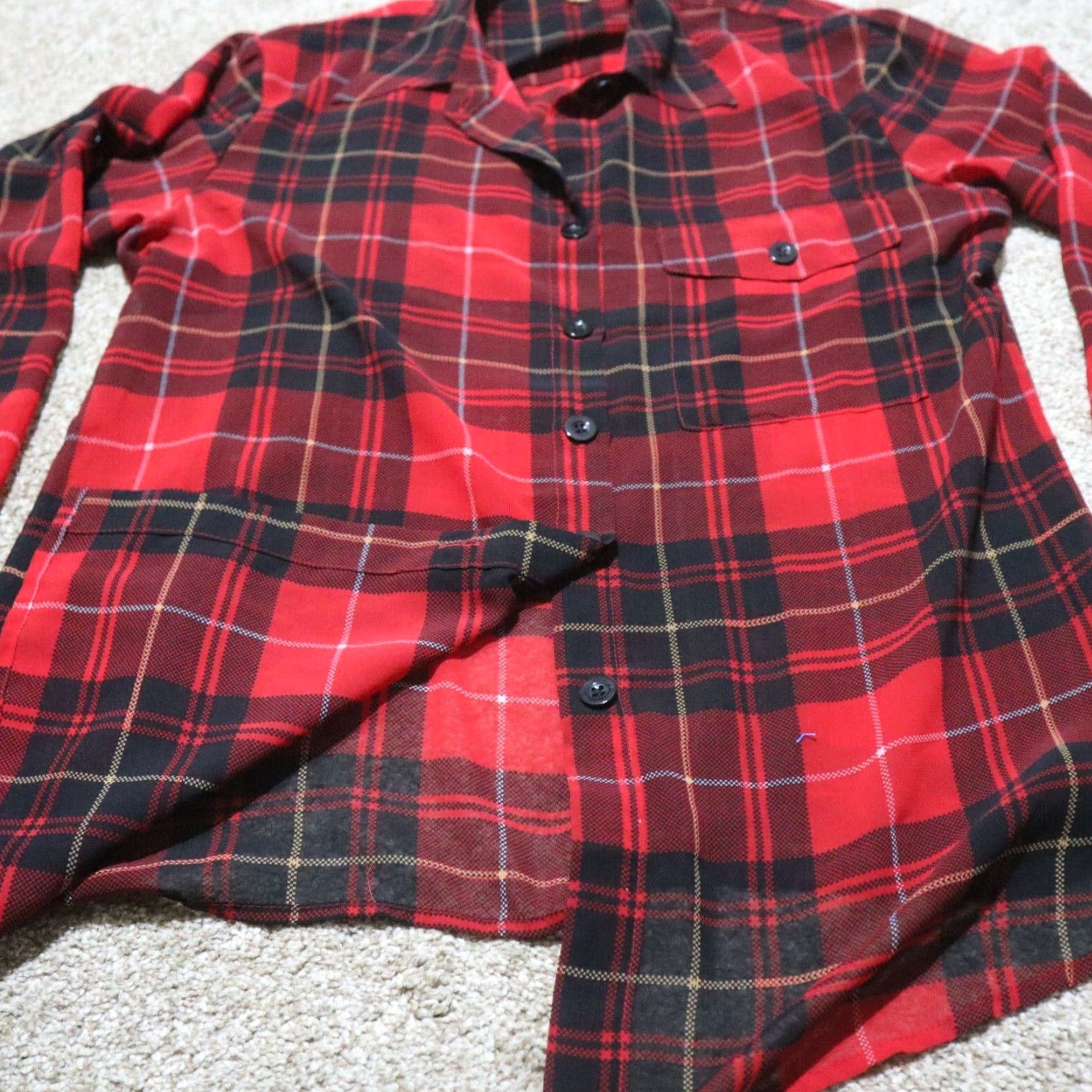 Ellen Tracy Ellen Tracy Red Plaid Sheer Button Down Women's Size M Medium Size M / US 6-8 / IT 42-44 - 4 Thumbnail