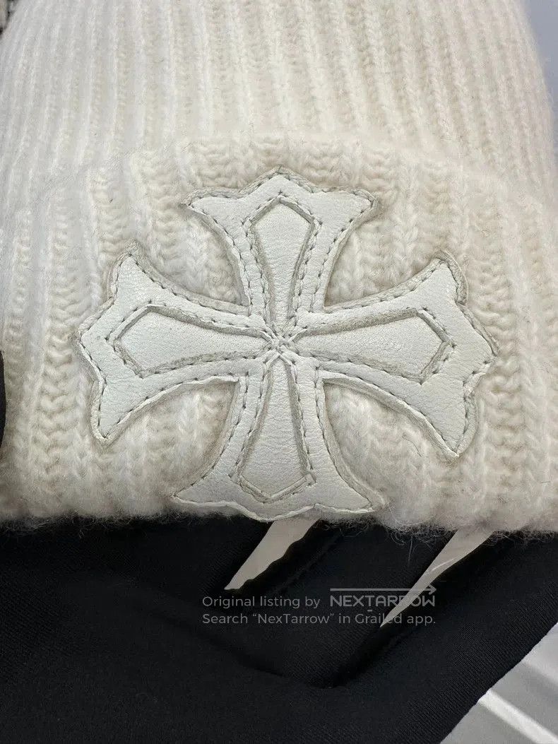 Chrome Hearts Chrome Hearts white wool beanie with cross silver jewelry a Size ONE SIZE - 5 Thumbnail