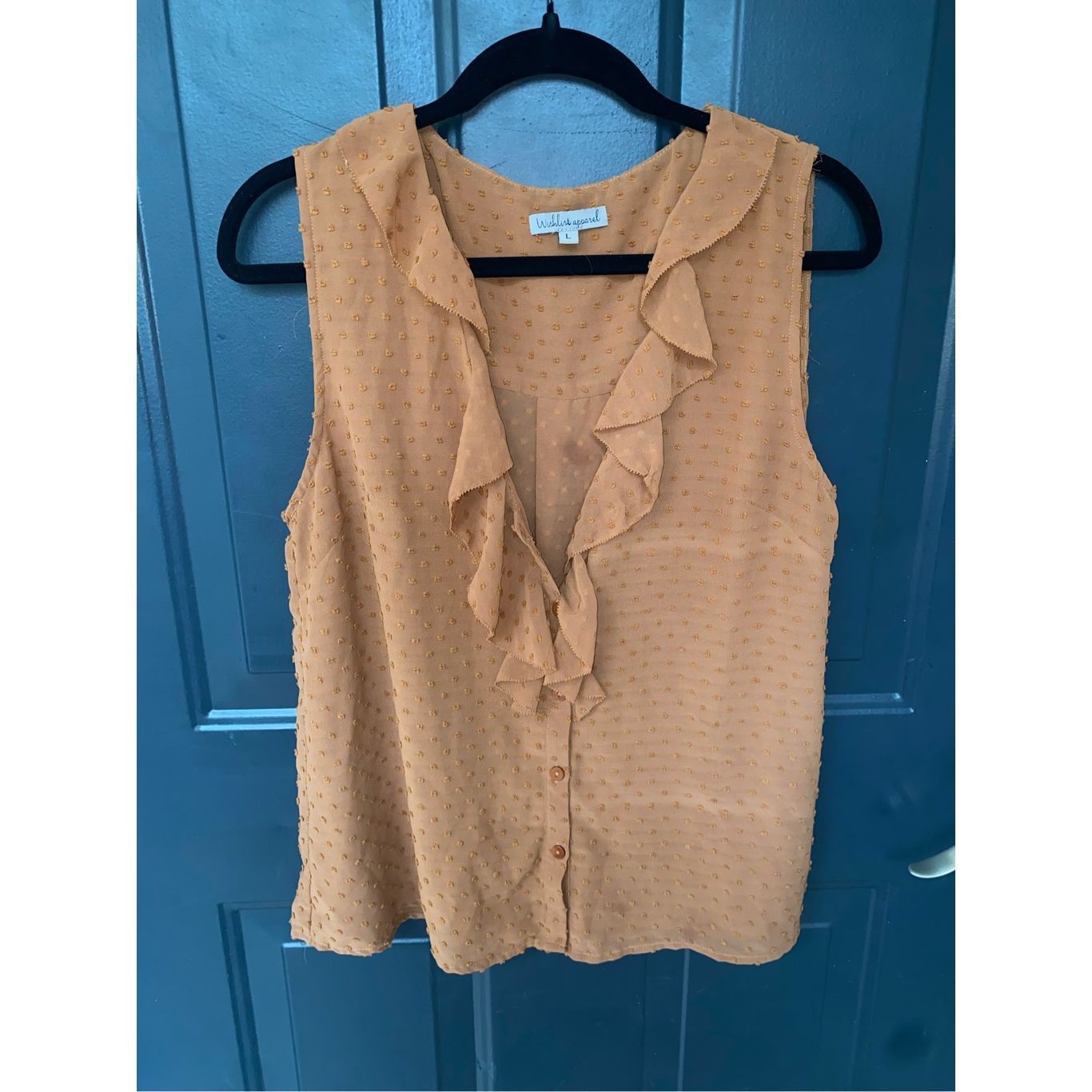 Aether Apparel Wishlist Apparel Ruffle Burnt Orange Dot Button Sleeveless B Size L / US 10 / IT 46 - 9 Thumbnail