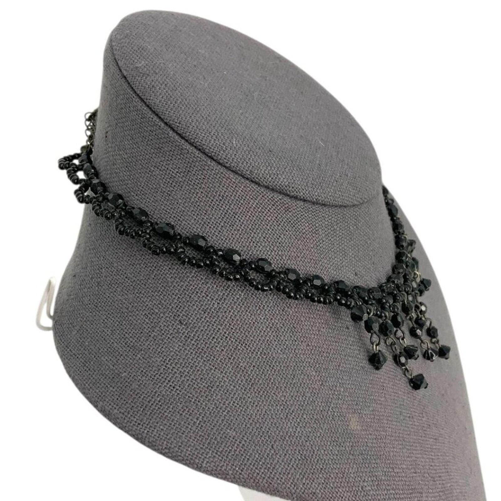 Other Vintage Black Beaded Dangle Choker Necklace Size ONE SIZE - 3 Thumbnail