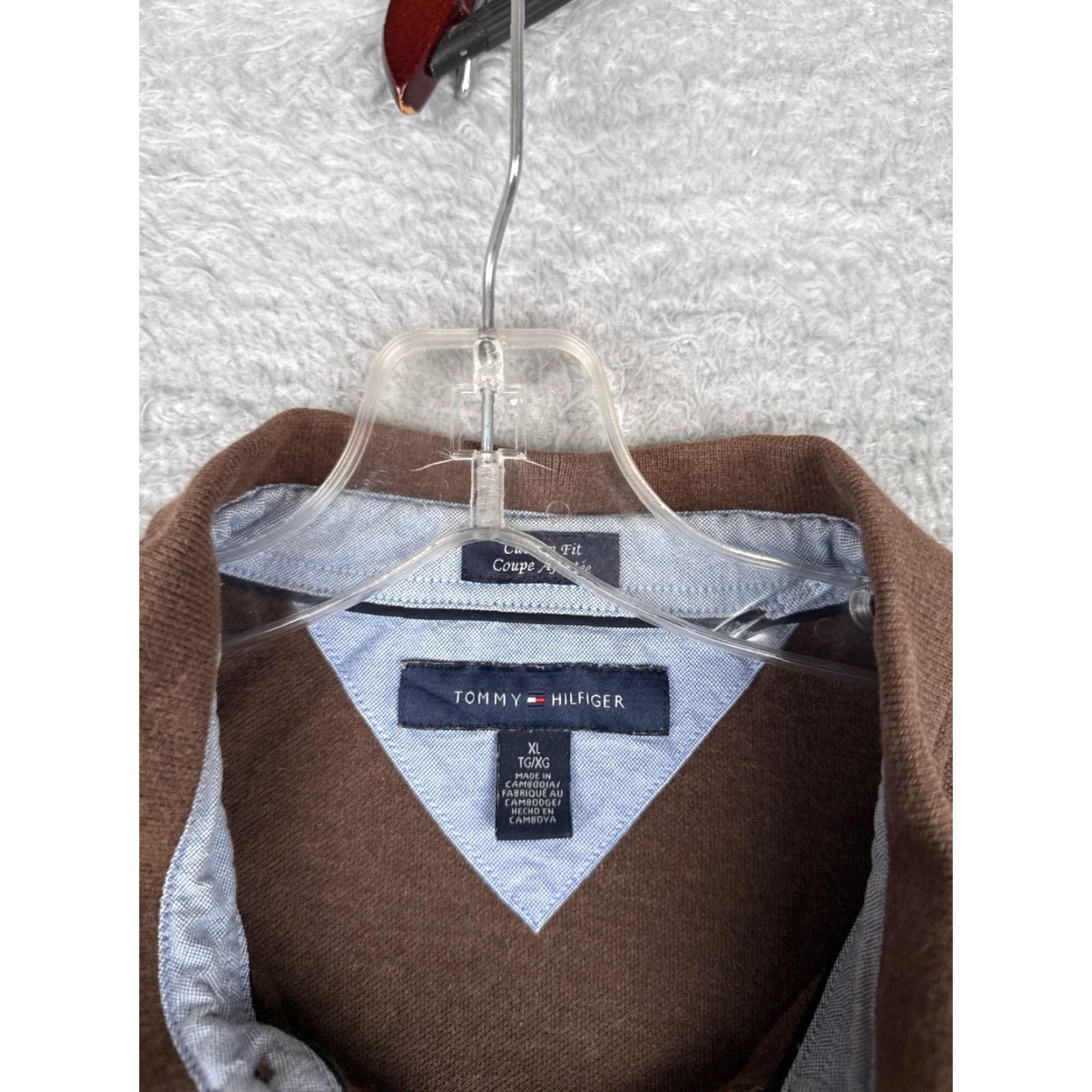 Tommy Hilfiger Tommy Hilfiger Shirt Men Extra Large Brown 100% Cotton Custom Fit Golf READ Size US XL / EU 56 / 4 - 7 Thumbnail