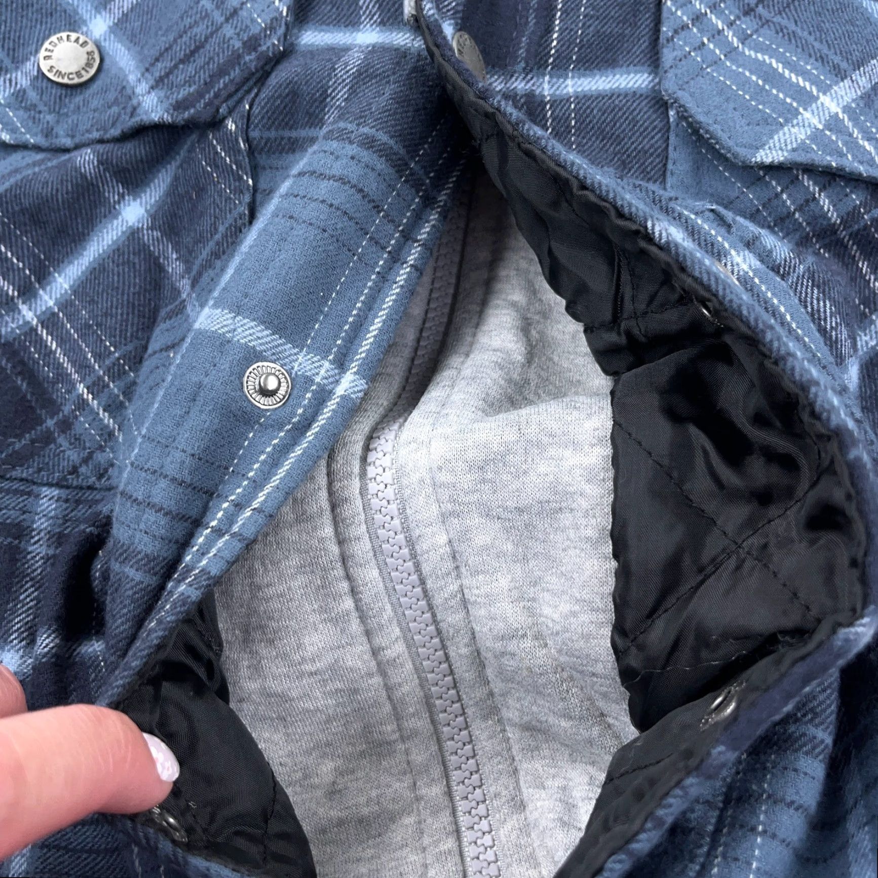 Vintage RedHead Shacket Men Small Blue Plaid Flannel Shirt Jacket Quilt Lined Hoodie A23 Red Size US S / EU 44-46 / 1 - 7 Thumbnail