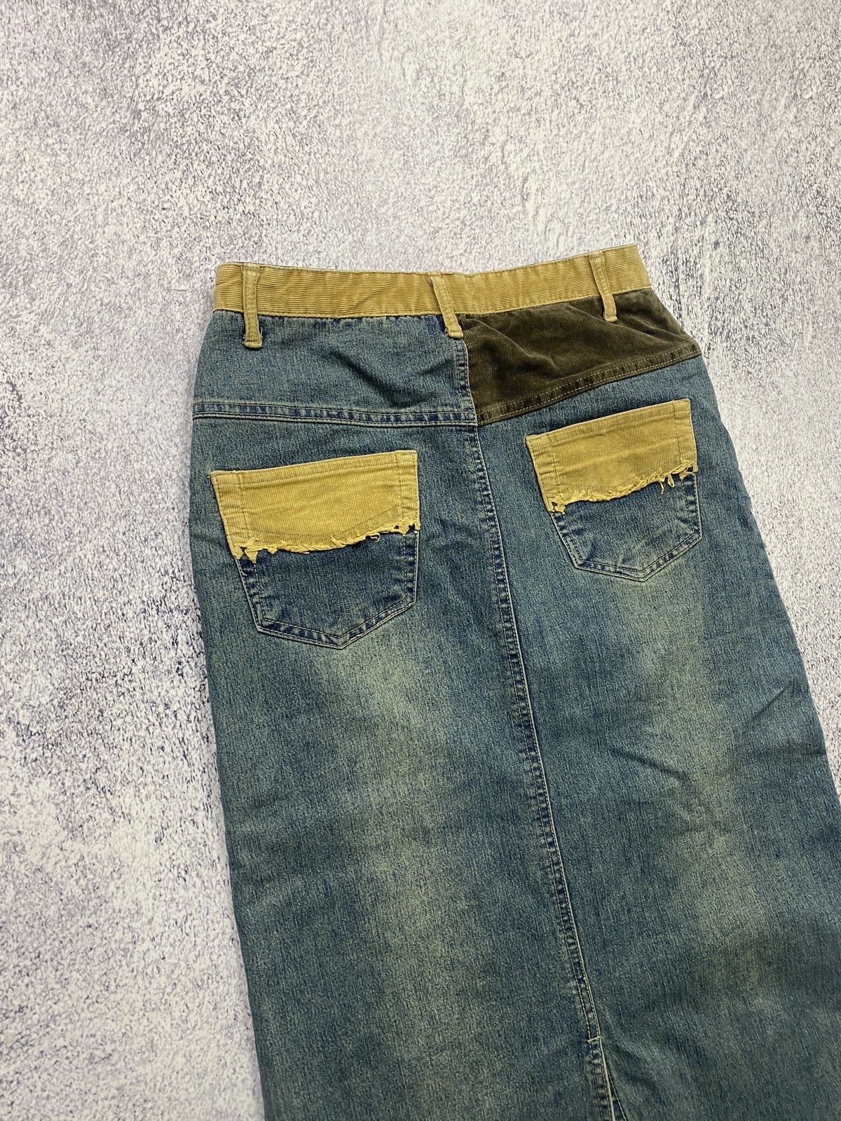 Japanese Brand Vintage Denim Patchwork Midi Skirt Y2K Size 36" / US 14 / IT 50 - 6 Thumbnail
