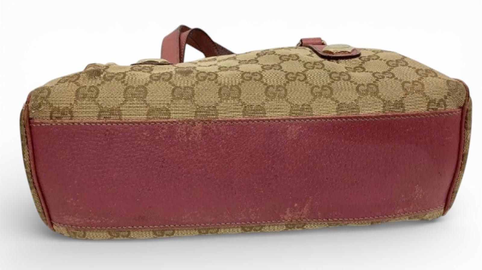 Gucci Gucci - Monogram Canvas Handbag Pink Leather Trim Size ONE SIZE - 7 Thumbnail