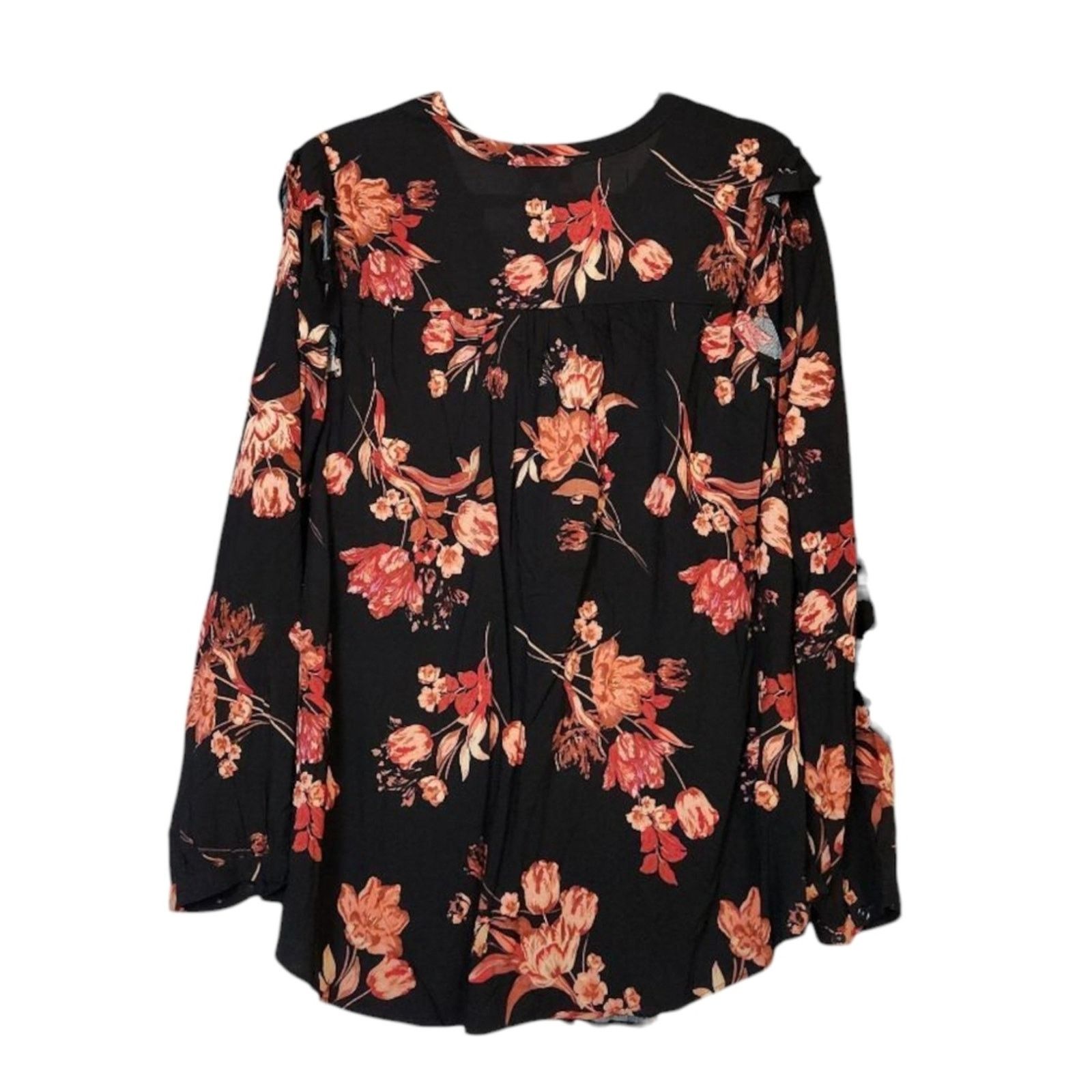 Torrid Torrid Floral Blouse Size 2 18/20 NWT Black Pink Challis Size XXL / US 16-18 / IT 52-54 - 2 Thumbnail