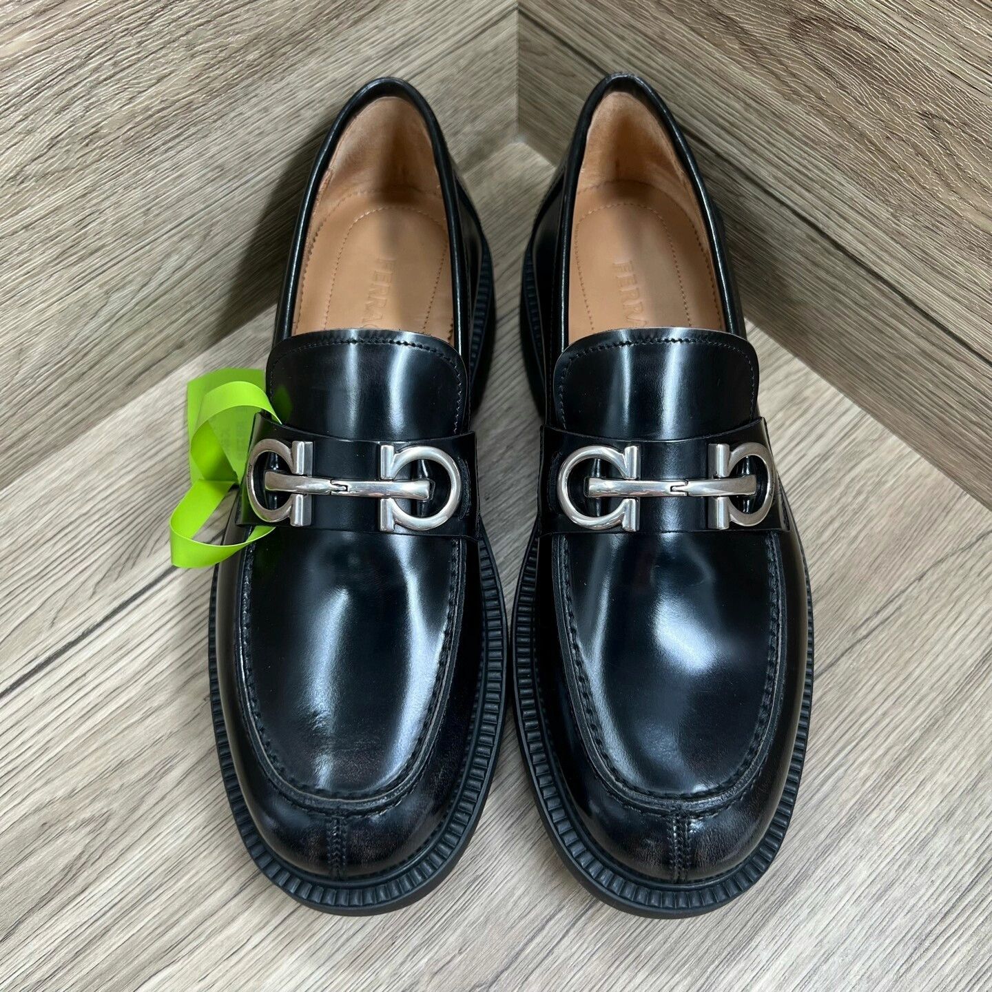 Salvatore Ferragamo Ferragamo Galles Black Silver Lock Loafers Size US 6.5 / EU 39-40 - 1 Thumbnail