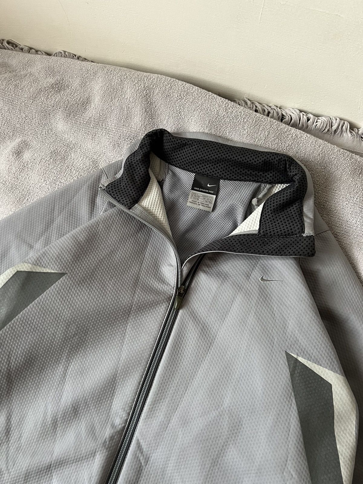 Nike × Vintage Nike vintage drill zip jacket grey y2k style mini swoosh Size US M / EU 48-50 / 2 - 4 Thumbnail