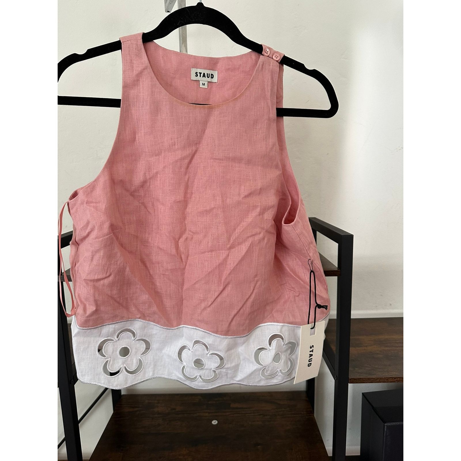 Staud STAUD Mika Linen Top Faded Blush White M Size M / US 6-8 / IT 42-44 - 1 Thumbnail