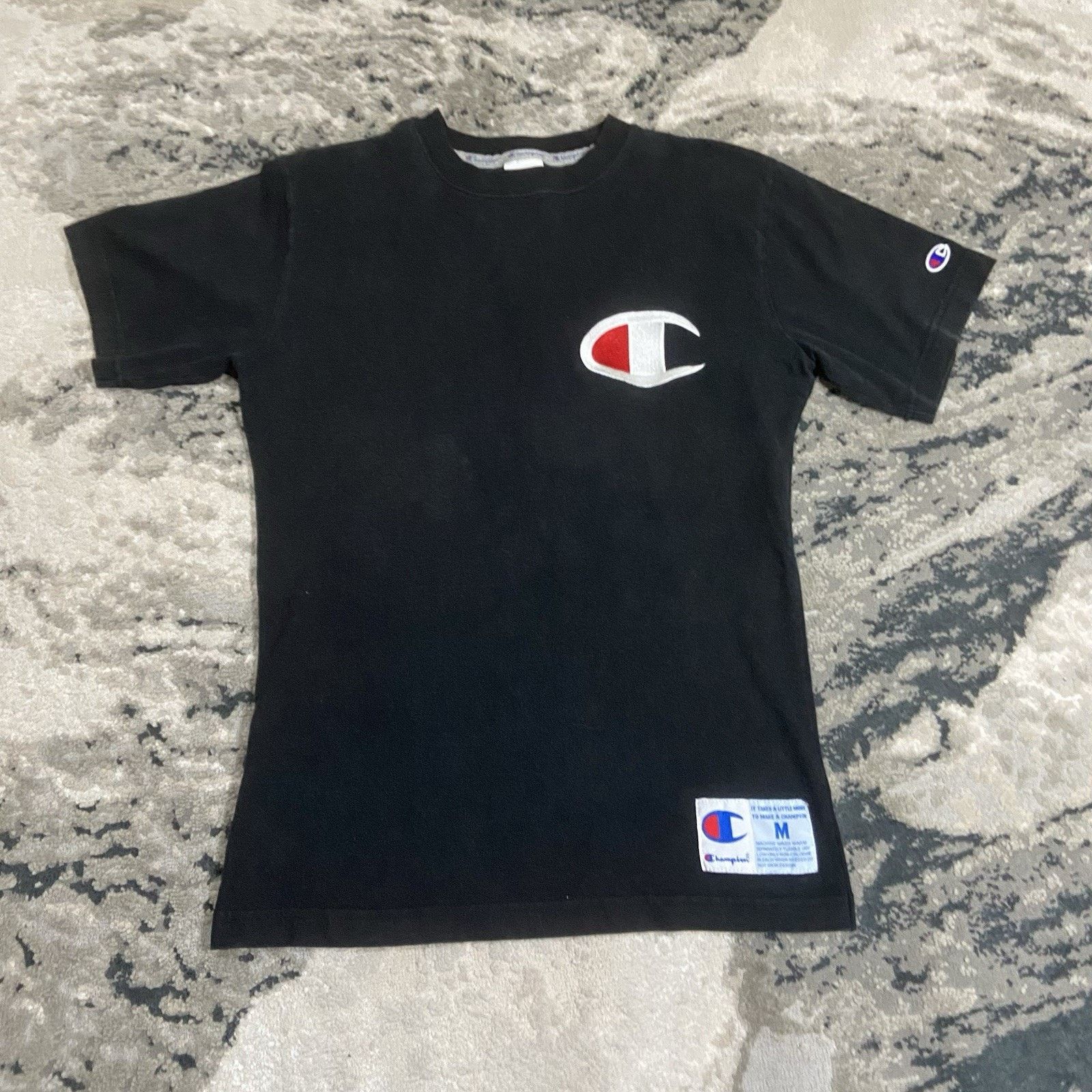 Champion Vintage Champion T-shirt men’s Medium 90s Big C Black Size US M / EU 48-50 / 2 - 1 Thumbnail