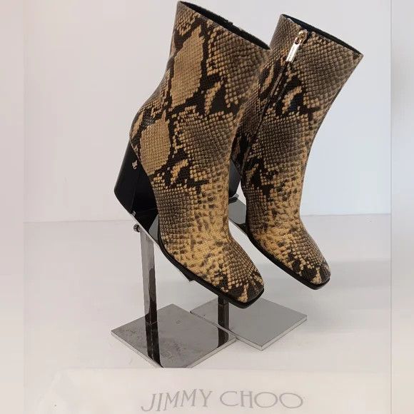 Jimmy Choo Jimmy Choo Bryelle 85 Dijon Snake Print Leather Boots - EU36 Size US 6 / IT 36 - 1 Thumbnail