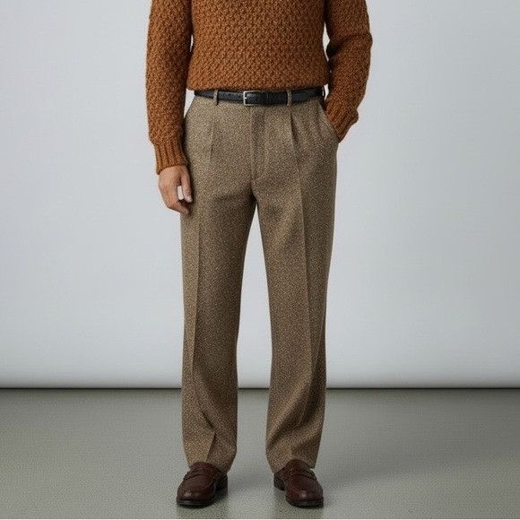 Bullock & Jones Bullock & Jones Men's Brown Textured Wool Trousers Pants Size US 34 / EU 50 - 1 Thumbnail