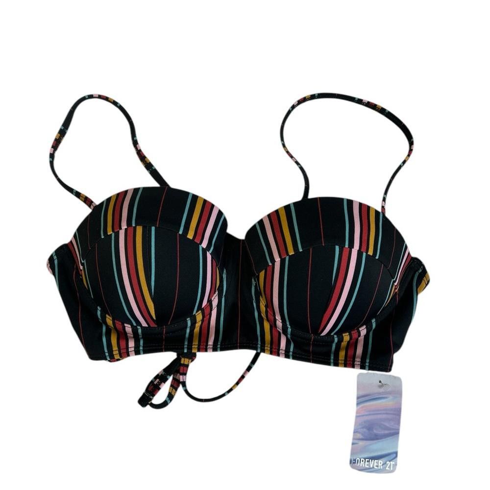 Designer BNWT Forever 21 Women's Multicoloured Striped Bikini Bra Size ONE SIZE - 1 Thumbnail