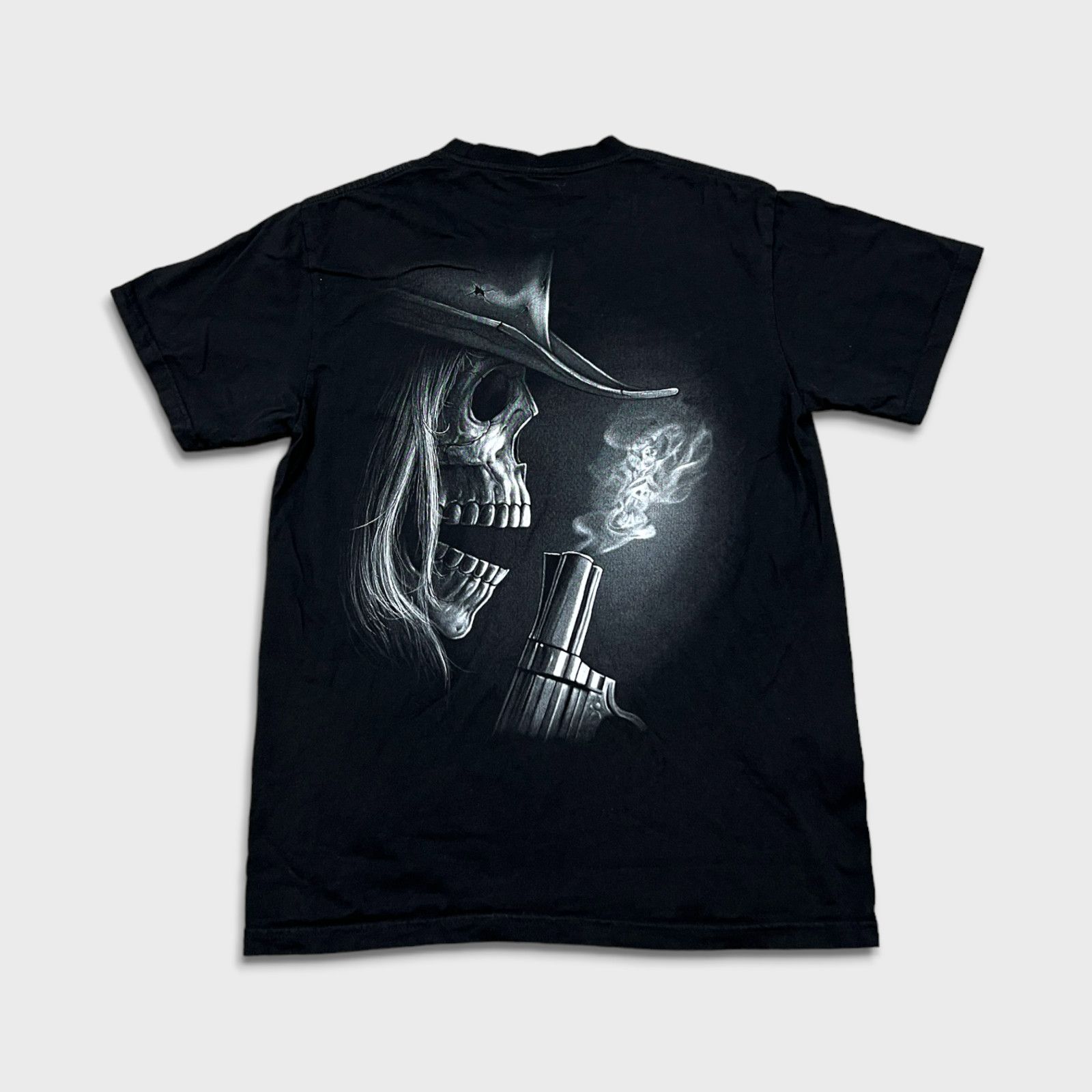 Vintage Vintage Skull Cowboy T Shirt Large Double Sided Graphic Tee Size US L / EU 52-54 / 3 - 3 Thumbnail