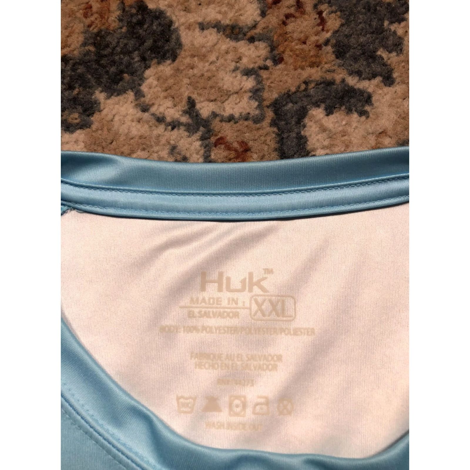 Vintage Huk Shirt Mens 2XL Blue Tie-Dye Long Sleeve Performance Fishing 100% Polyester Raglan Crew Neck Size US XXL / EU 58 / 5 - 7 Thumbnail