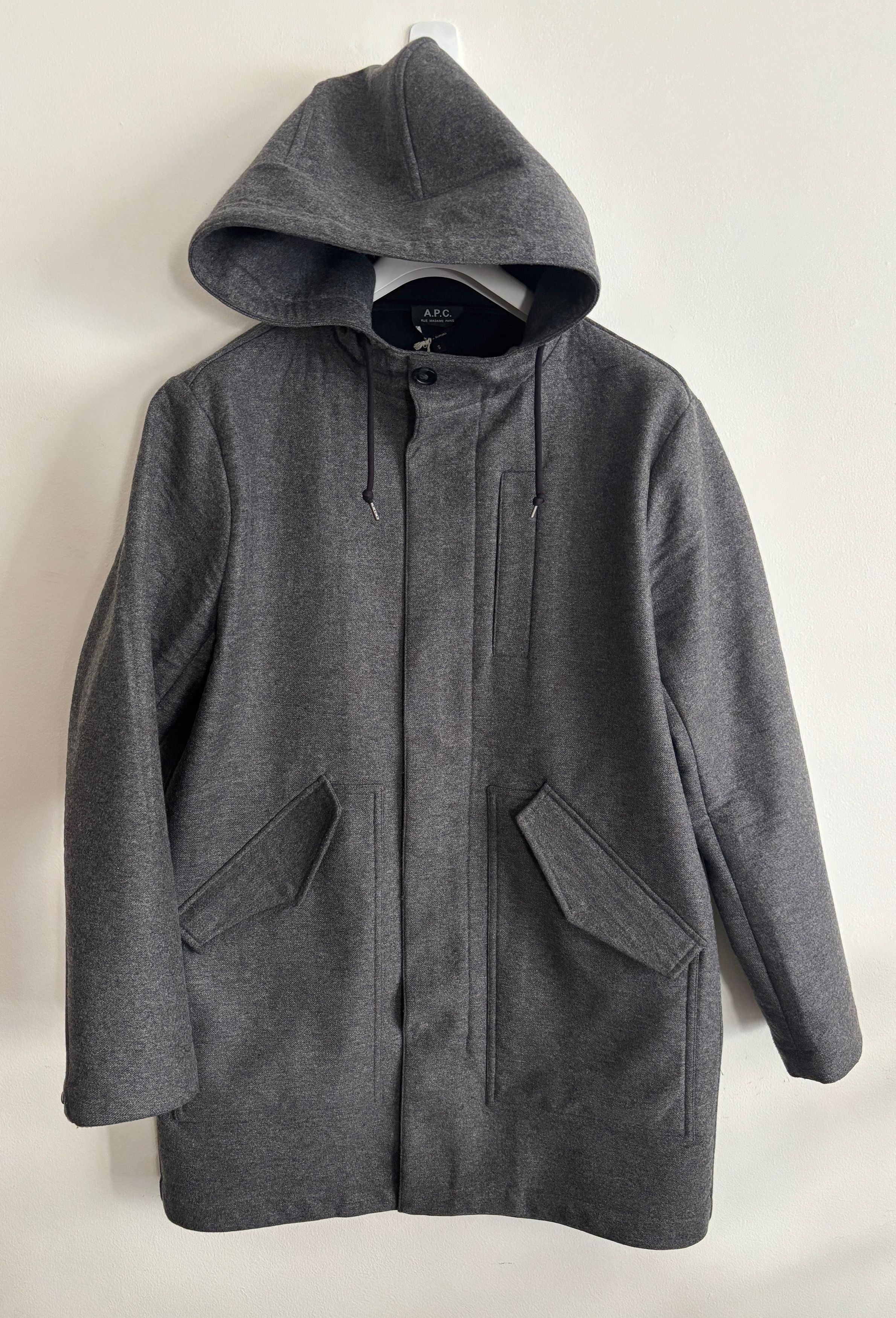 A.P.C. $635 Grey Wool Blend Hooded Mathieu Overcoat/ Parka -Medium Size US M / EU 48-50 / 2 - 1 Thumbnail