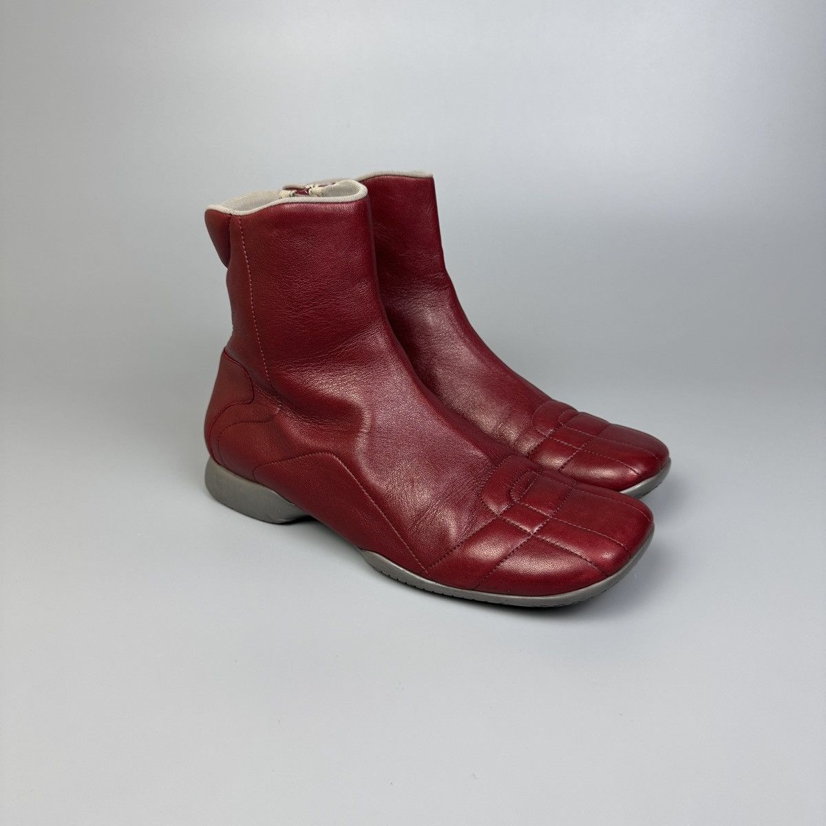 Prada Prada - Red Leather Sports Ankle Boots Size US 9 / IT 39 - 1 Thumbnail