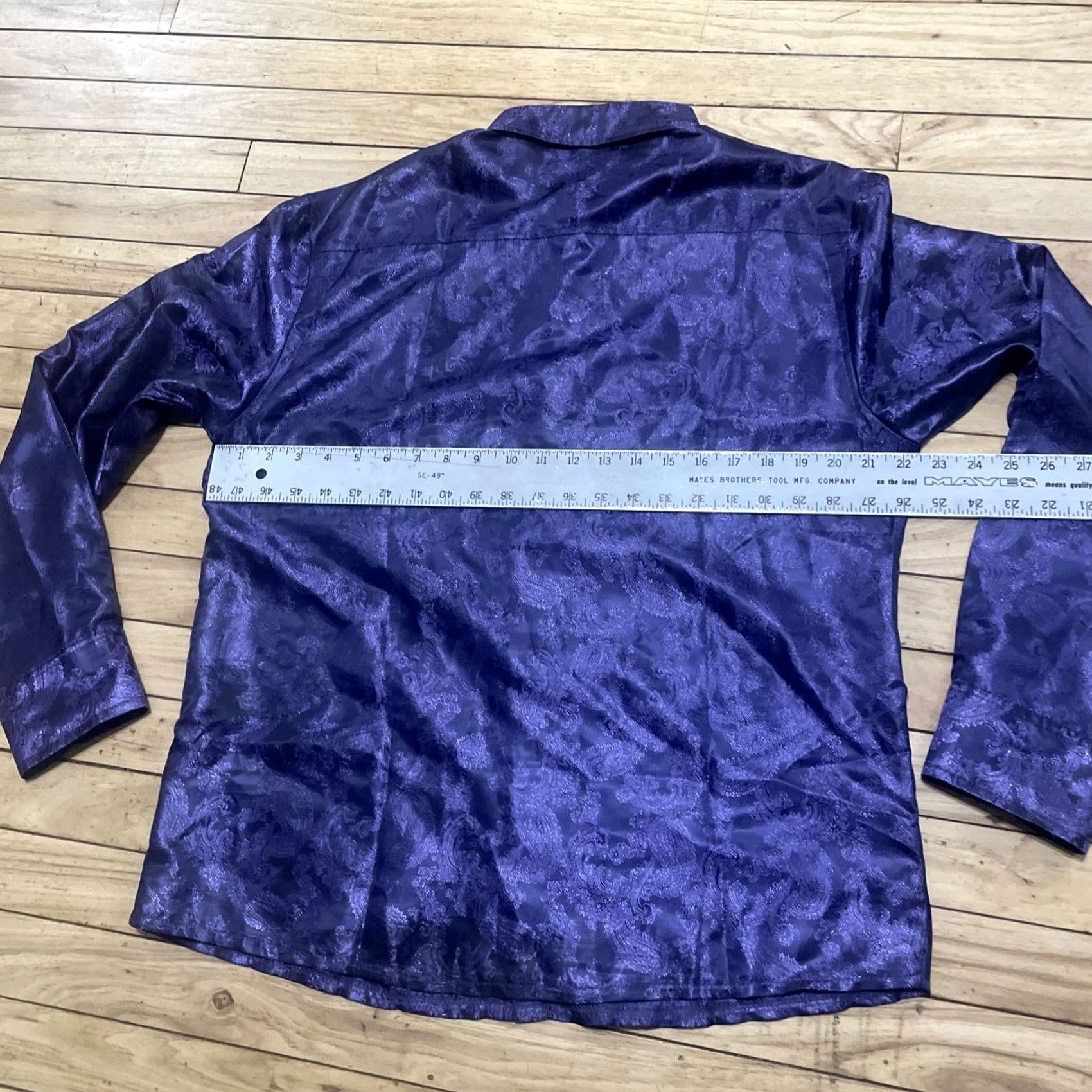 Vintage VINTAGE Royal Purple Brocade Baroque Button Shirt Adult M Jewel Tone 1970s Disco Club Mens Size US M / EU 48-50 / 2 - 7 Thumbnail