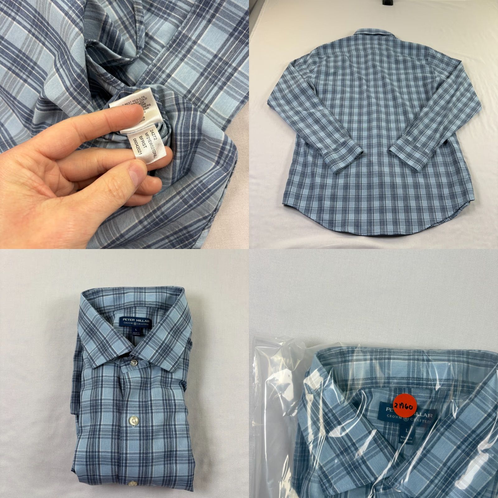 Peter Millar VINTAGE Peter Millar Shirt Mens Large Blue Crown Crafted Button Up Performance Stretch Size US L / EU 52-54 / 3 - 8 Thumbnail