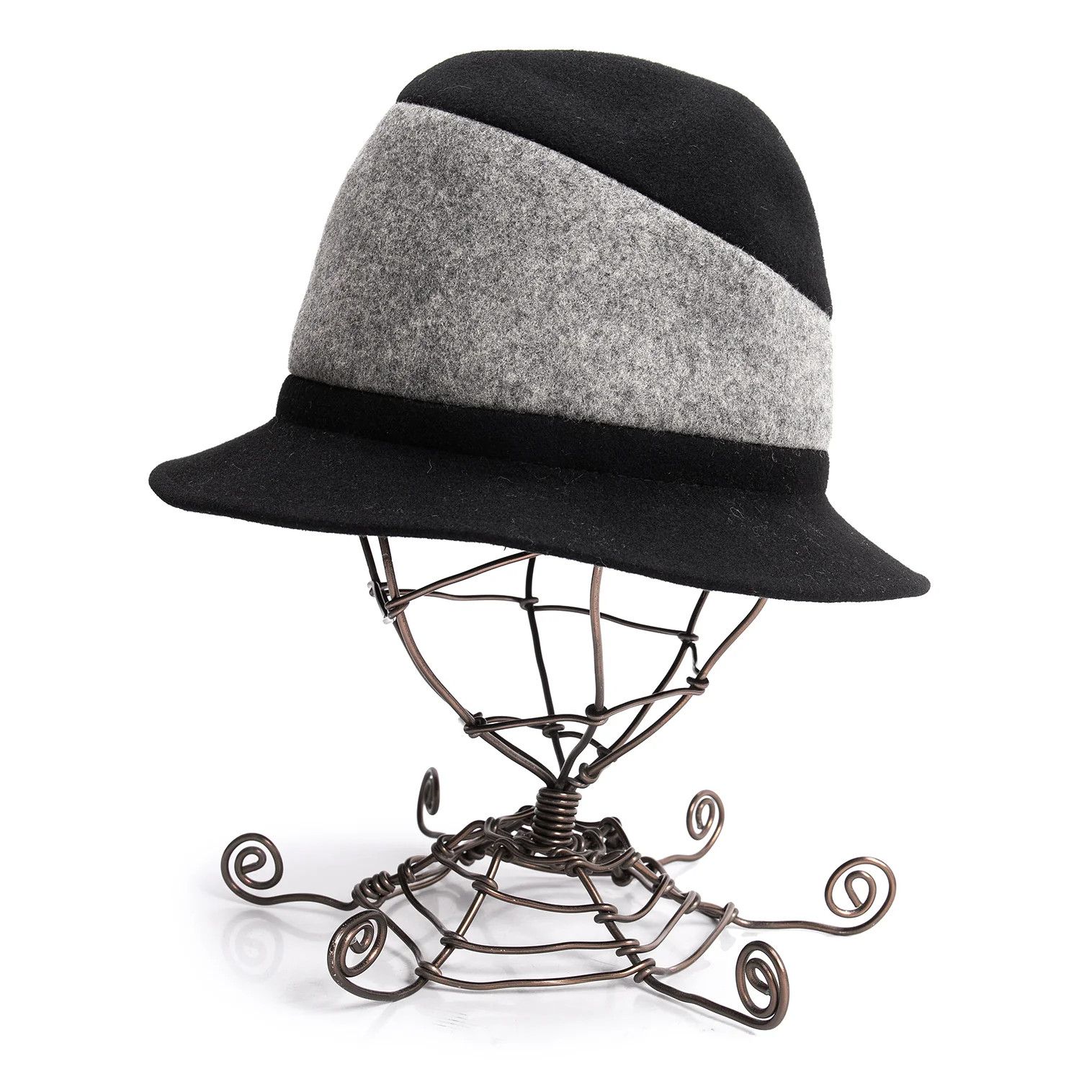 Issey Miyake Wool-Poly Color Block Hat in Black and Gray Size ONE SIZE - 3 Thumbnail