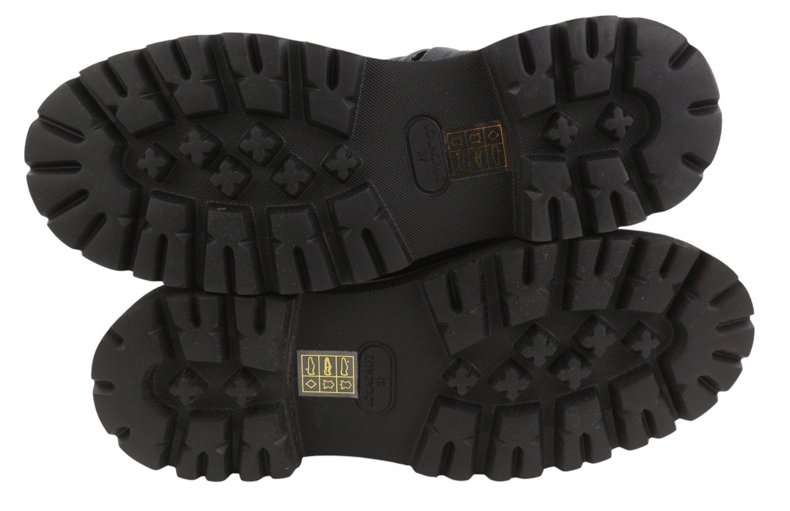 Other LOLA CRUZ AMALIA EU37 Black Leather Chunky Lug Rubber 87540 Size US 6 / IT 36 - 8 Thumbnail