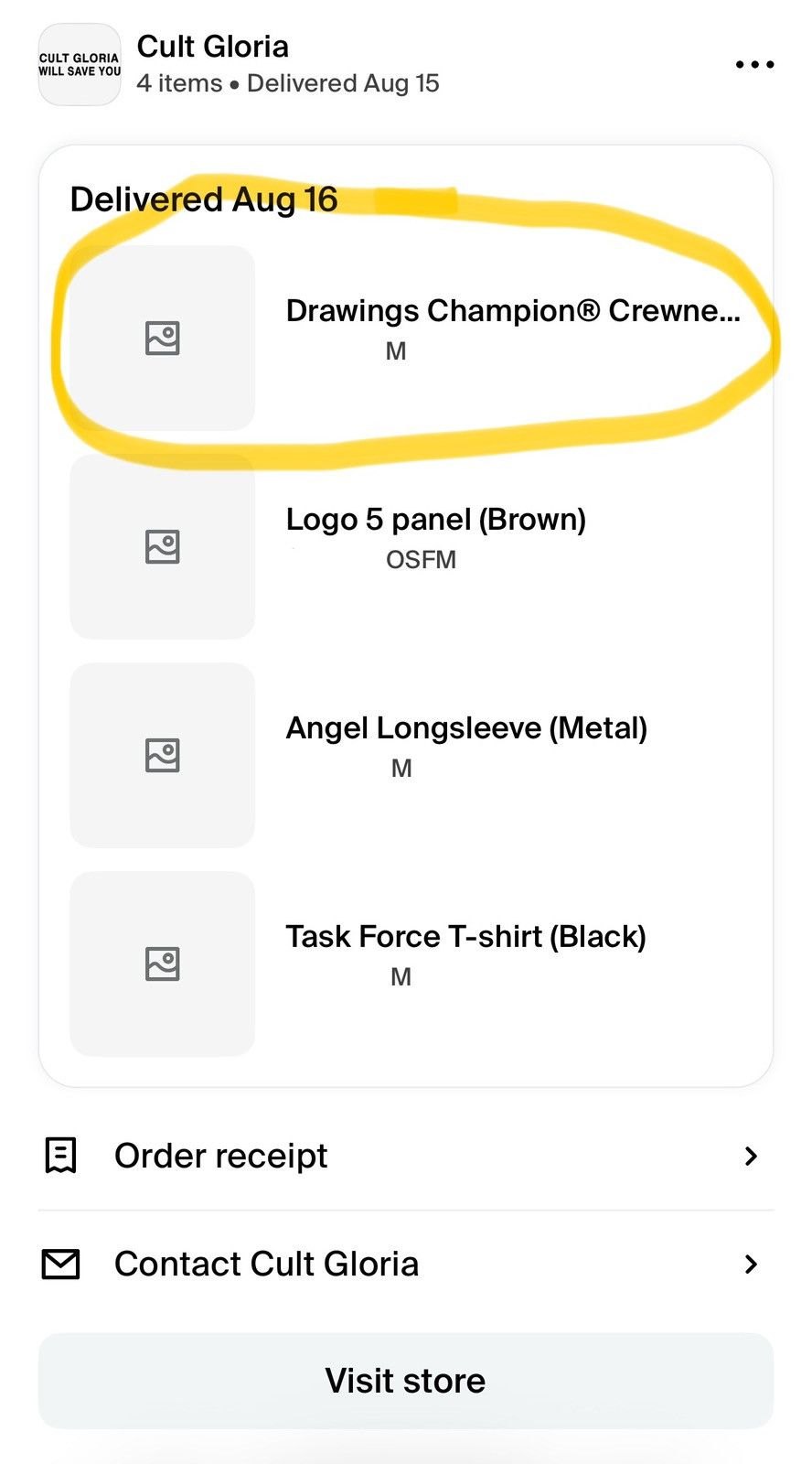 G59 Records CULT GLORIA - DRAWINGS CHAMPION CREWNECK (WHITE) MEDIUM Size US M / EU 48-50 / 2 - 4 Thumbnail