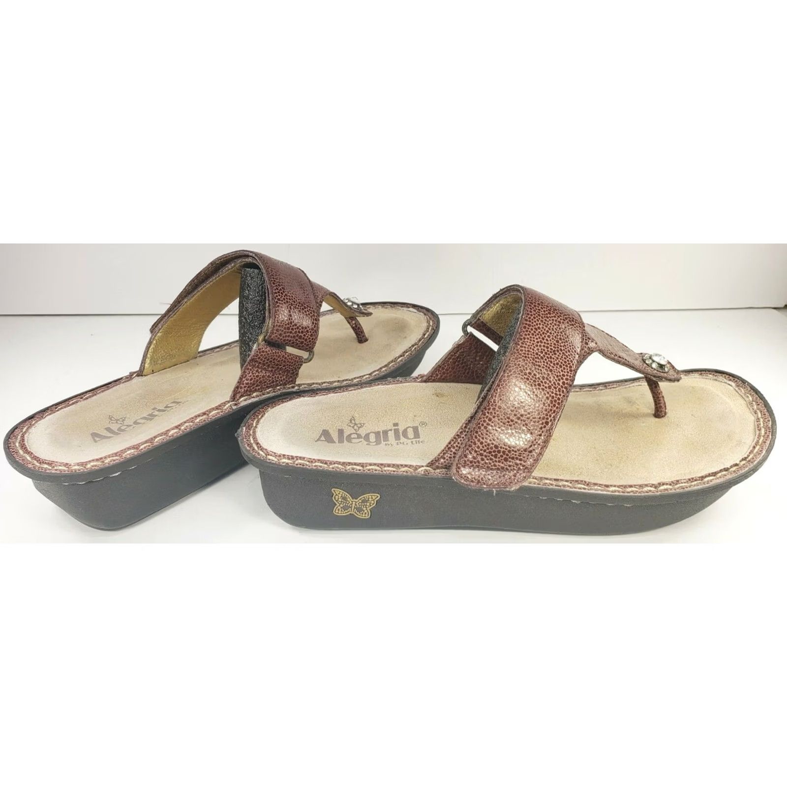 Vintage Alegria Brown Leather Thong Wedge Sandals Women's Sz 40 / 9-9.5 CAR-242 Size US 9.5 / IT 39.5 - 5 Thumbnail