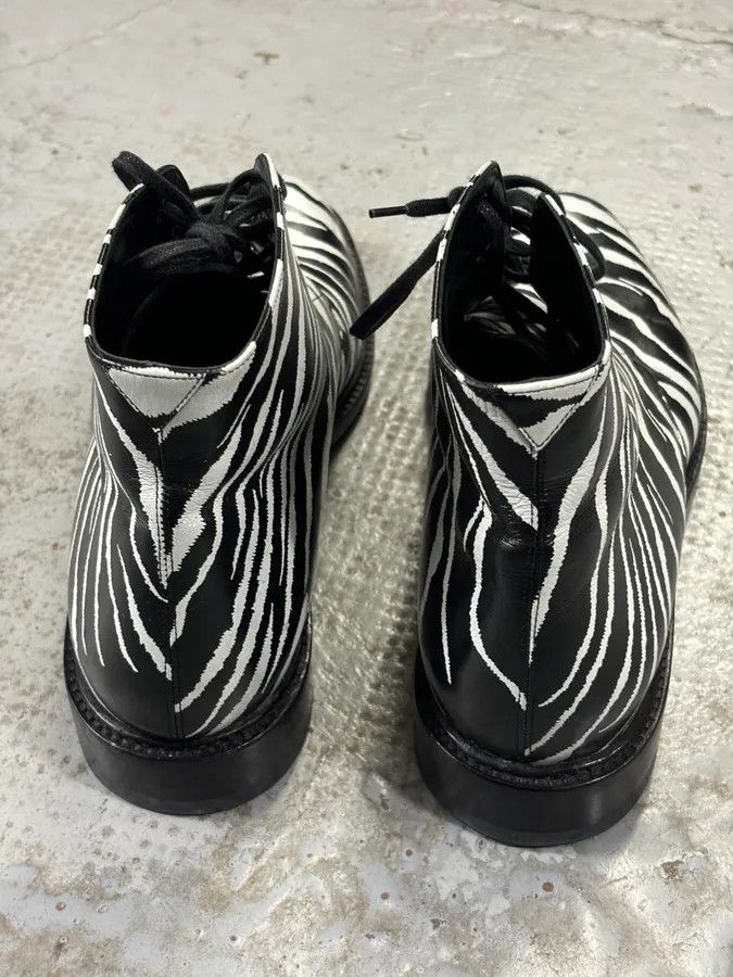 Saint Laurent Paris SS2014 Saint Laurent Black Zebra Leather Boots by Hedi Slimane Size US 8 / EU 41 - 12 Thumbnail