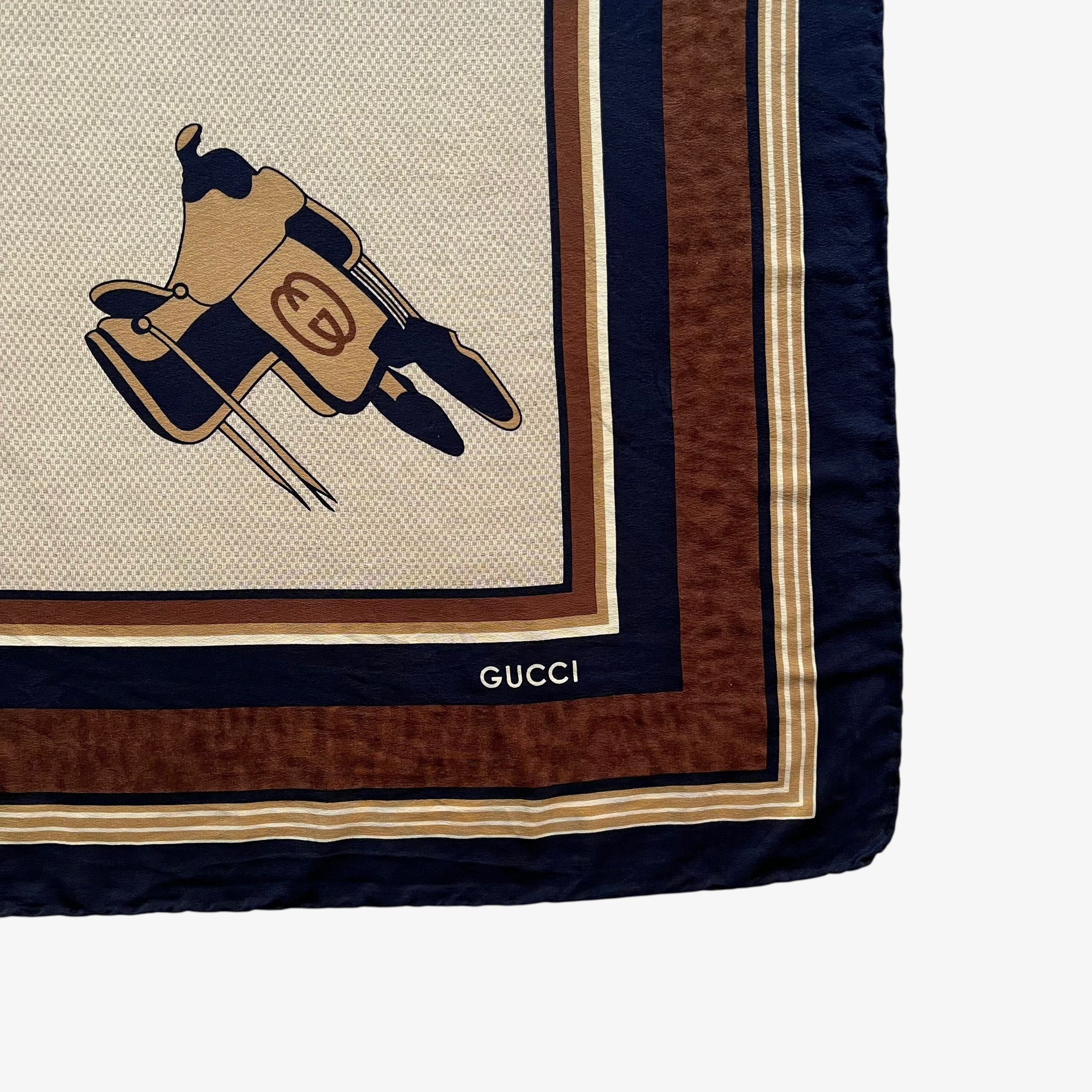 Gucci Vintage Gucci Interlocking GG Equestrian Saddle Silk Scarf Size ONE SIZE - 3 Thumbnail