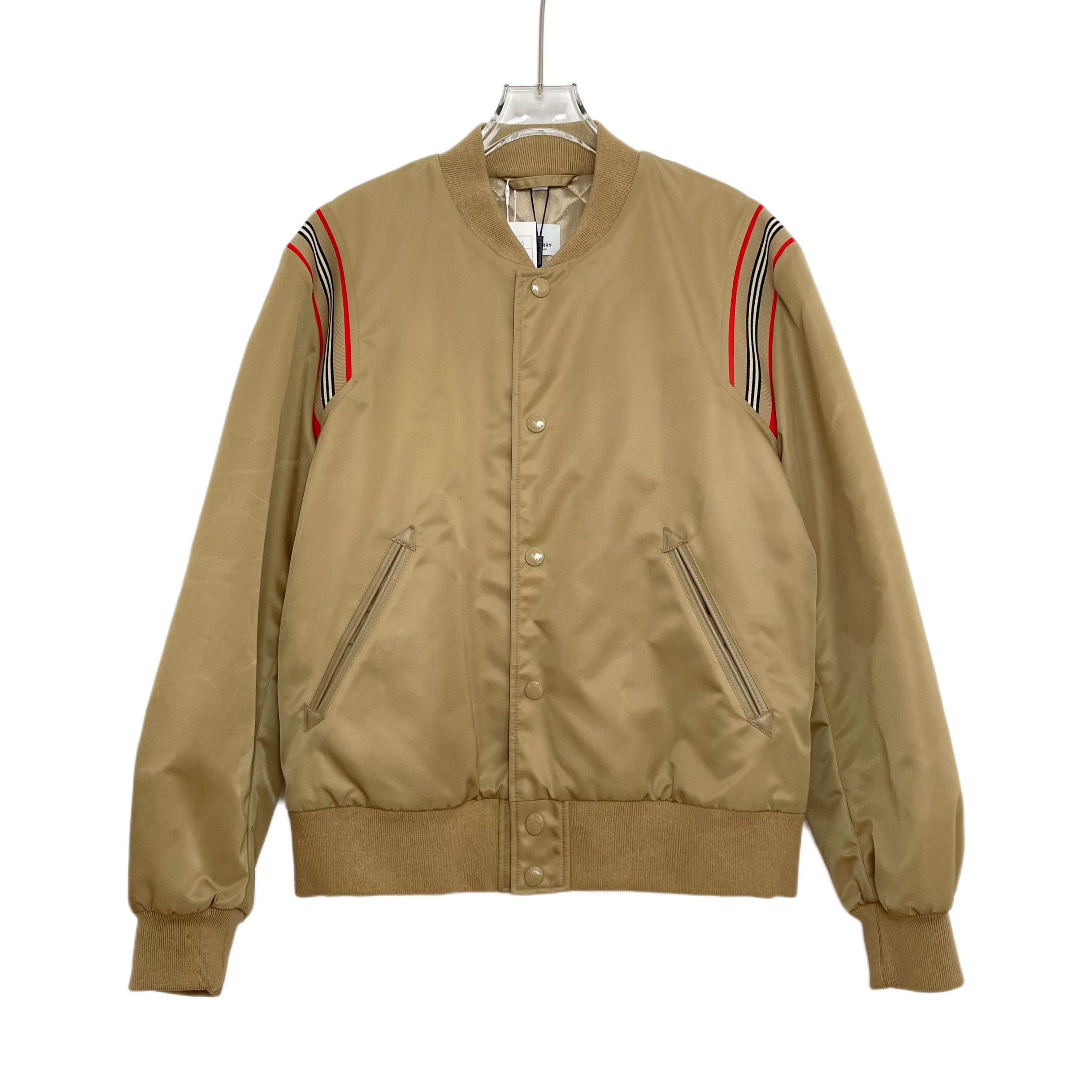 Burberry Burberry Stripe Detail Bomber Jacket Brown (M) Size US M / EU 48-50 / 2 - 1 Thumbnail