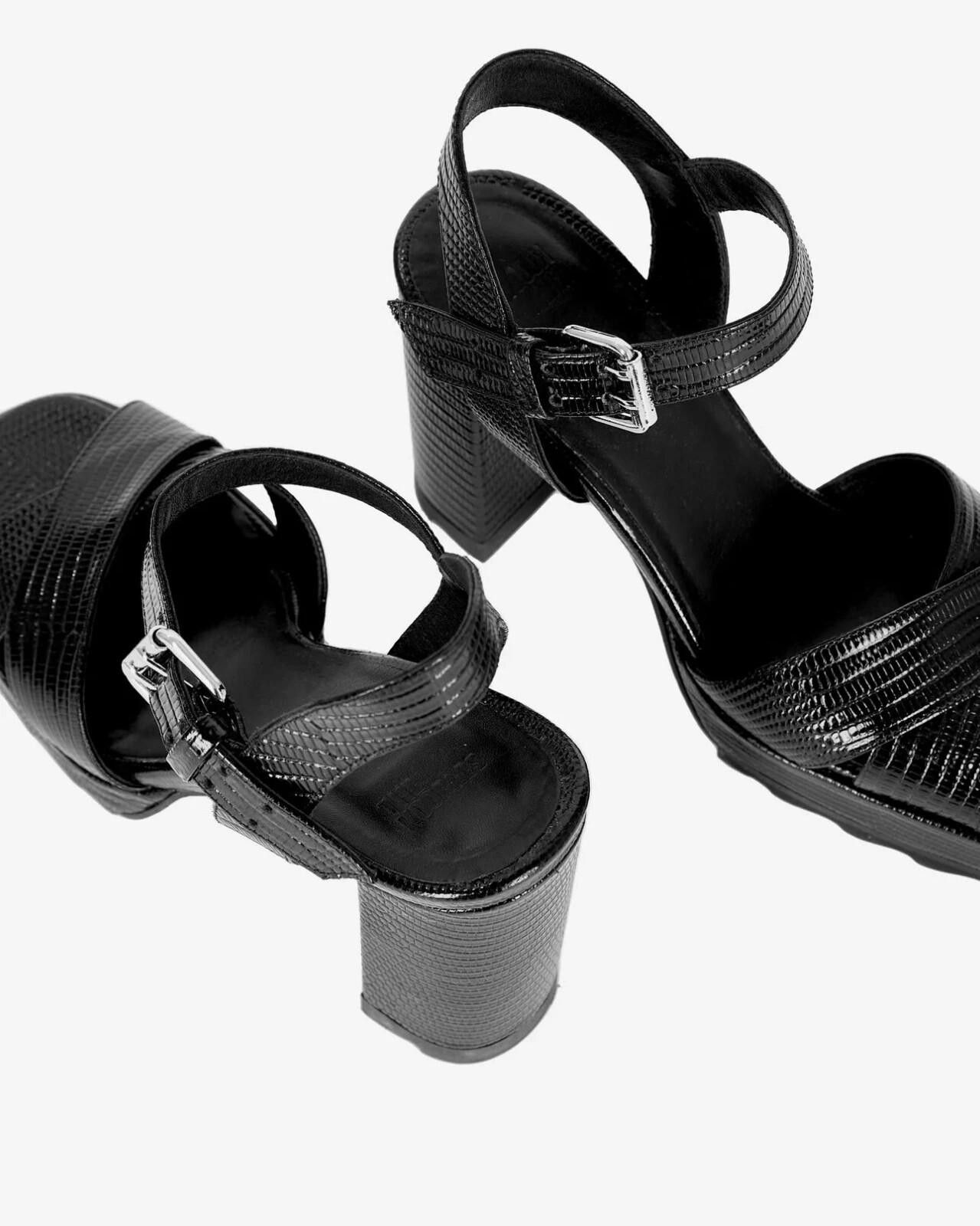 The Kooples THE KOOPLES BLACK LIZARD EFFECT LEATHER HEELS size 39 Size US 8.5 / IT 38.5 - 3 Thumbnail