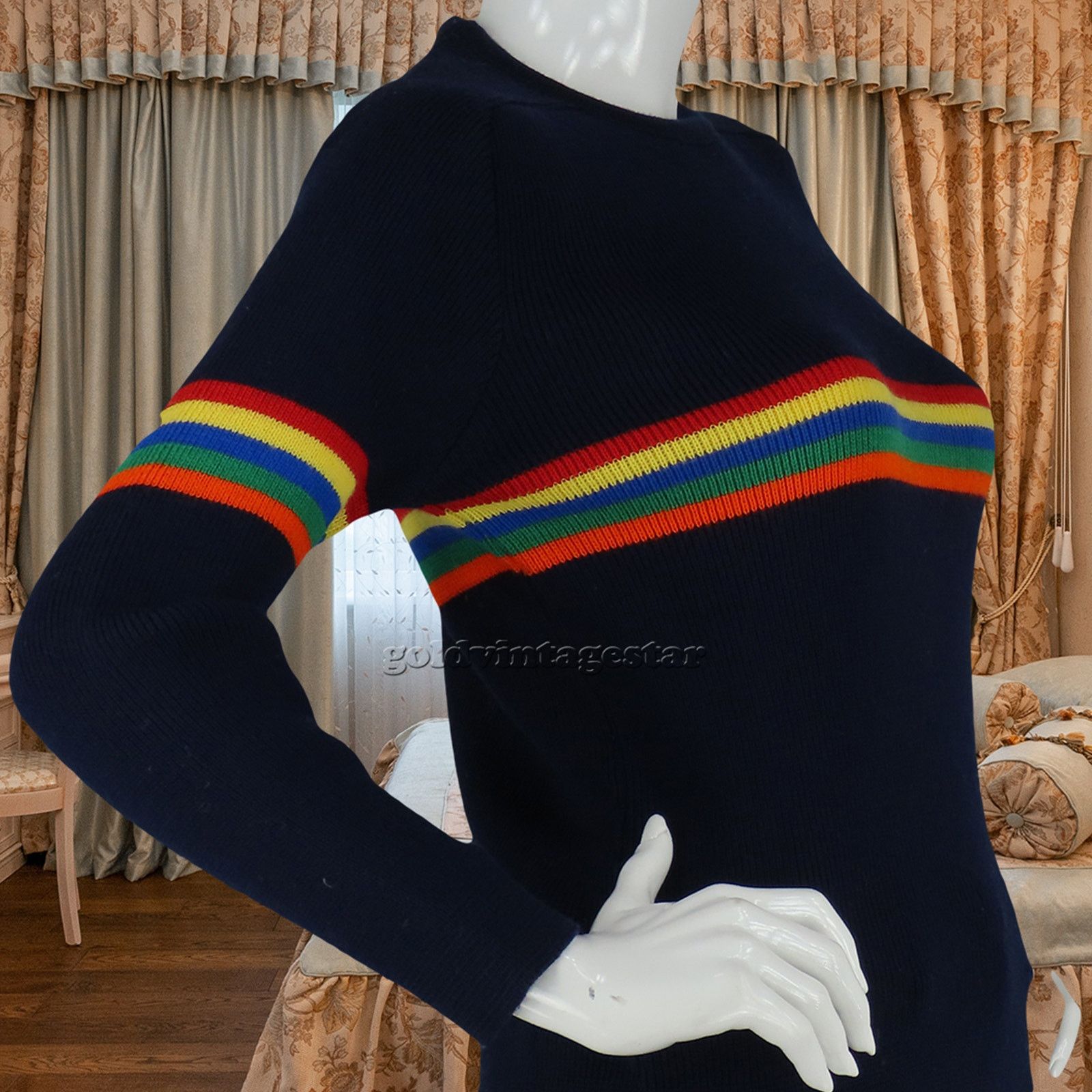 Vintage Vintage Demetre Rainbow Striped Ski Funky Knit Sweater Size XS / US 0-2 / IT 36-38 - 11 Thumbnail